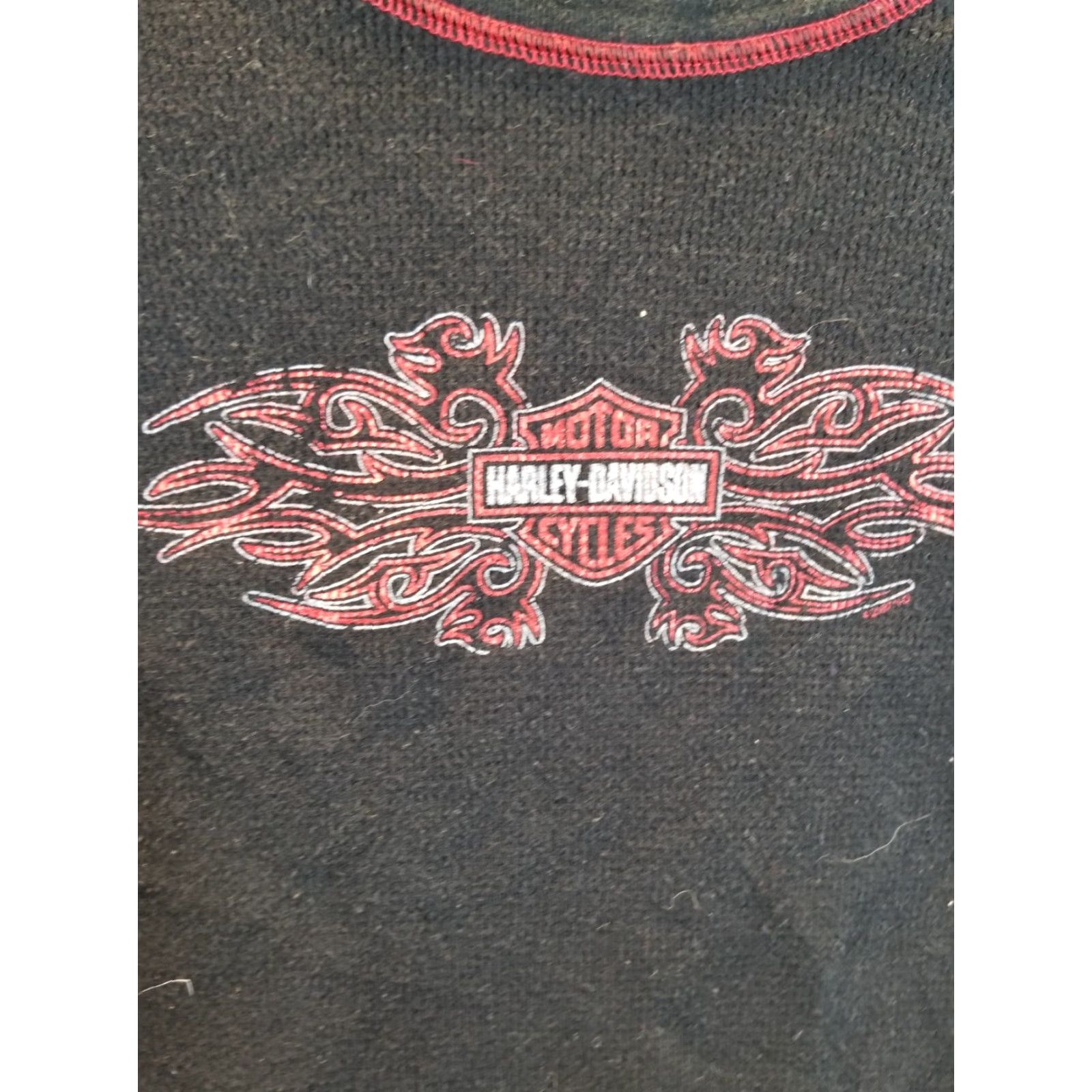 Harley Davidson VINTAGE Harley-Davidson T-Shirt WOMEN'S Long Sleeve Thermal Black SZ M Modern Wearable 90s Style Size M / US 6-8 / IT 42-44 - 2 Thumbnail