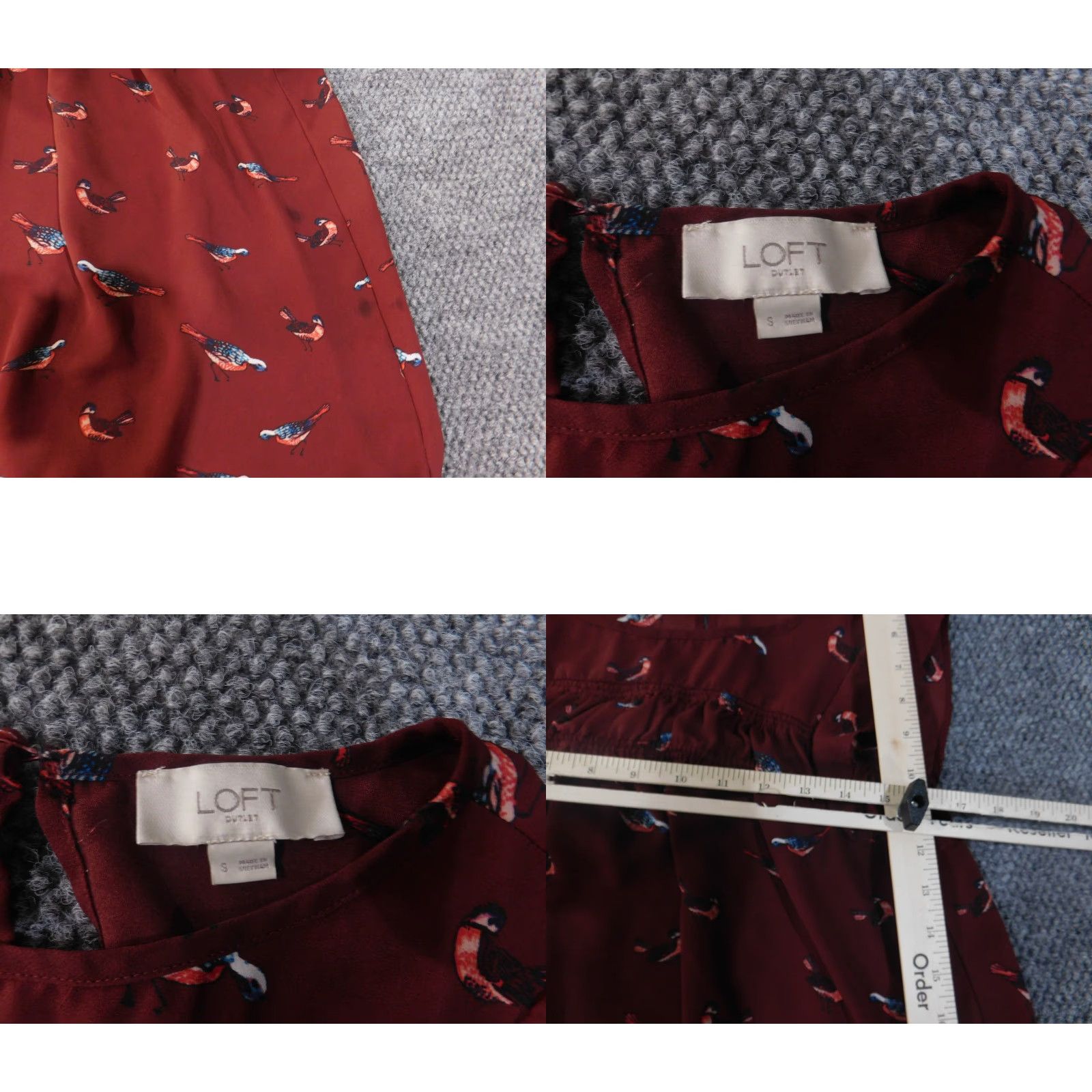 Loft Loft Outlet Bird Print Flutter Sleeve Blouse Small Womens Polyester Casual Shirt - Womens Size S / US 4 / IT 40 - 8 Thumbnail