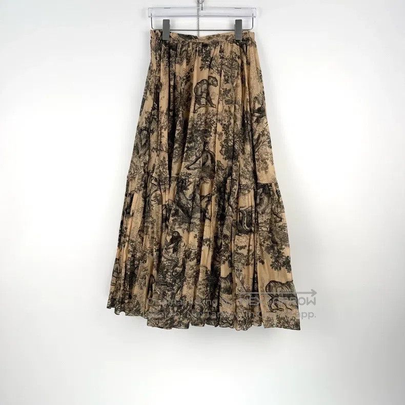 Dior Dior Brown jungle animal pleated long skirt Size 24" / US 00 / IT 34 - 4 Thumbnail