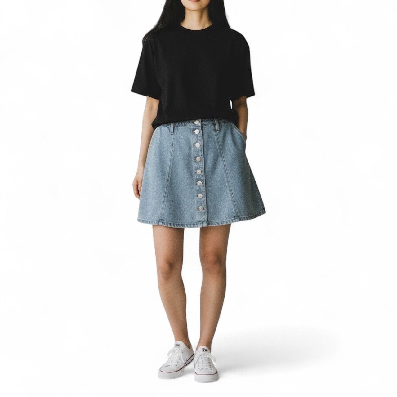Vintage Y2k 90s Vintage Denim front button A-line skirt Women's 9 Size 28" / US 6 / IT 42 - 1 Thumbnail