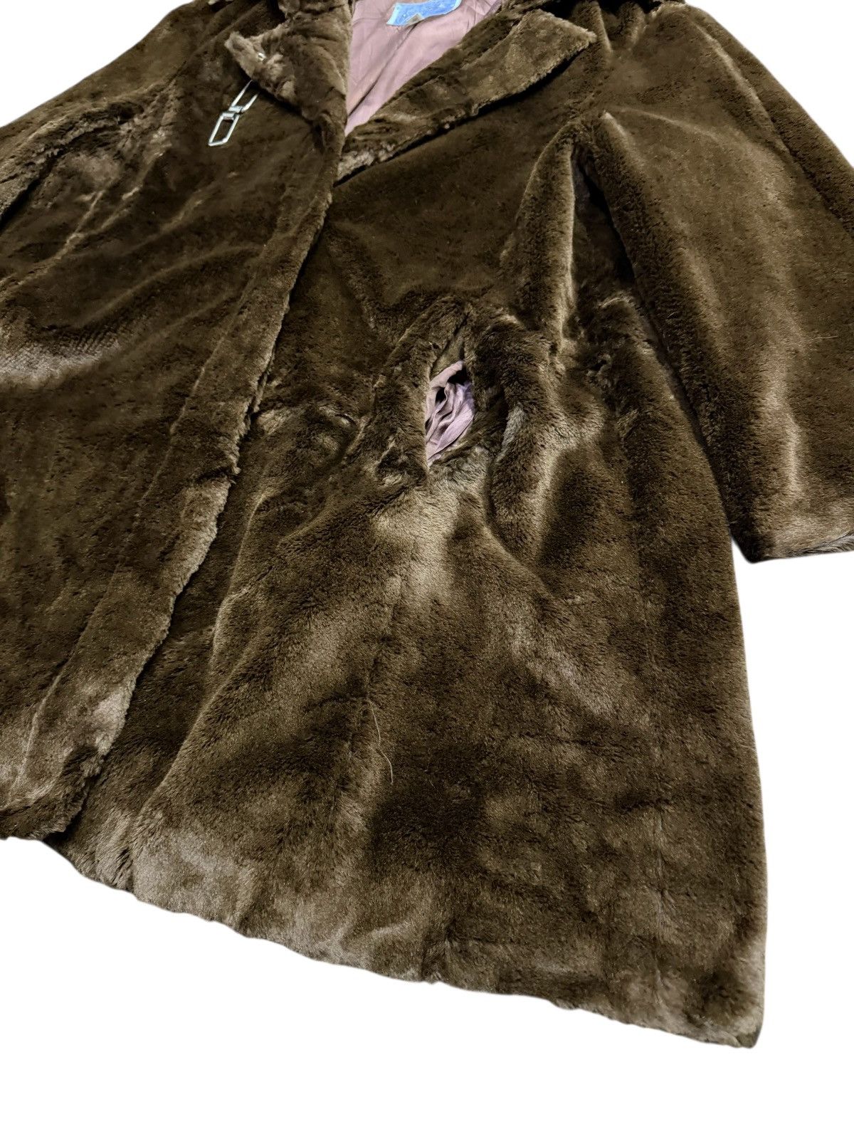 Thierry Mugler Vintage 80s Thierry Mugler Brown Faux Fur Coat Rayon Lining Size US M / EU 48-50 / 2 - 3 Thumbnail