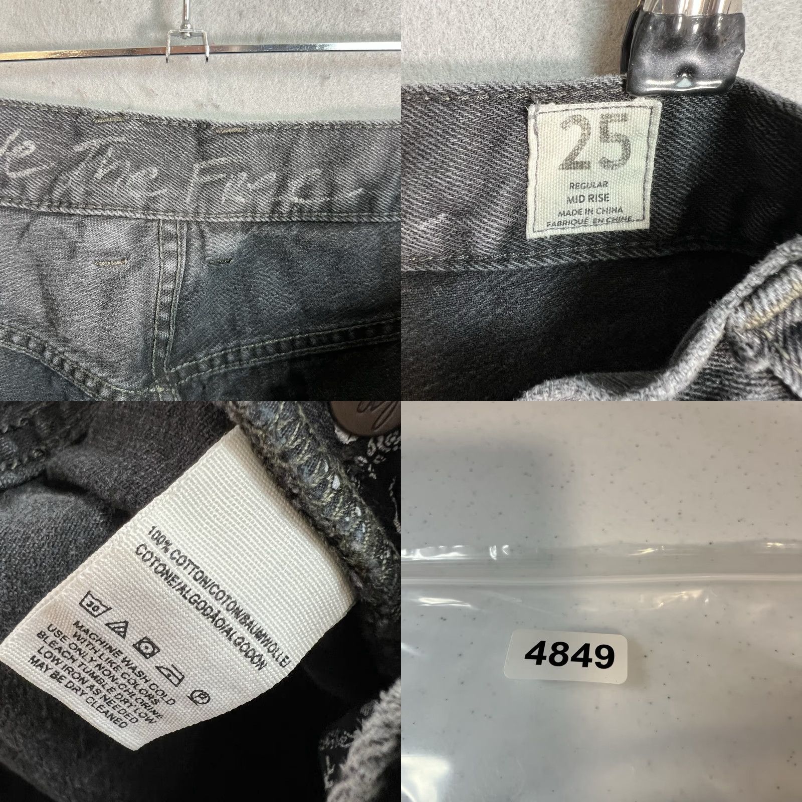 Vintage VINTAGE We The Free Womens Jeans Black Distressed Mid Rise Button Fly Size 25 Cotton Denim Straight Size 42" / US 20 - 8 Thumbnail