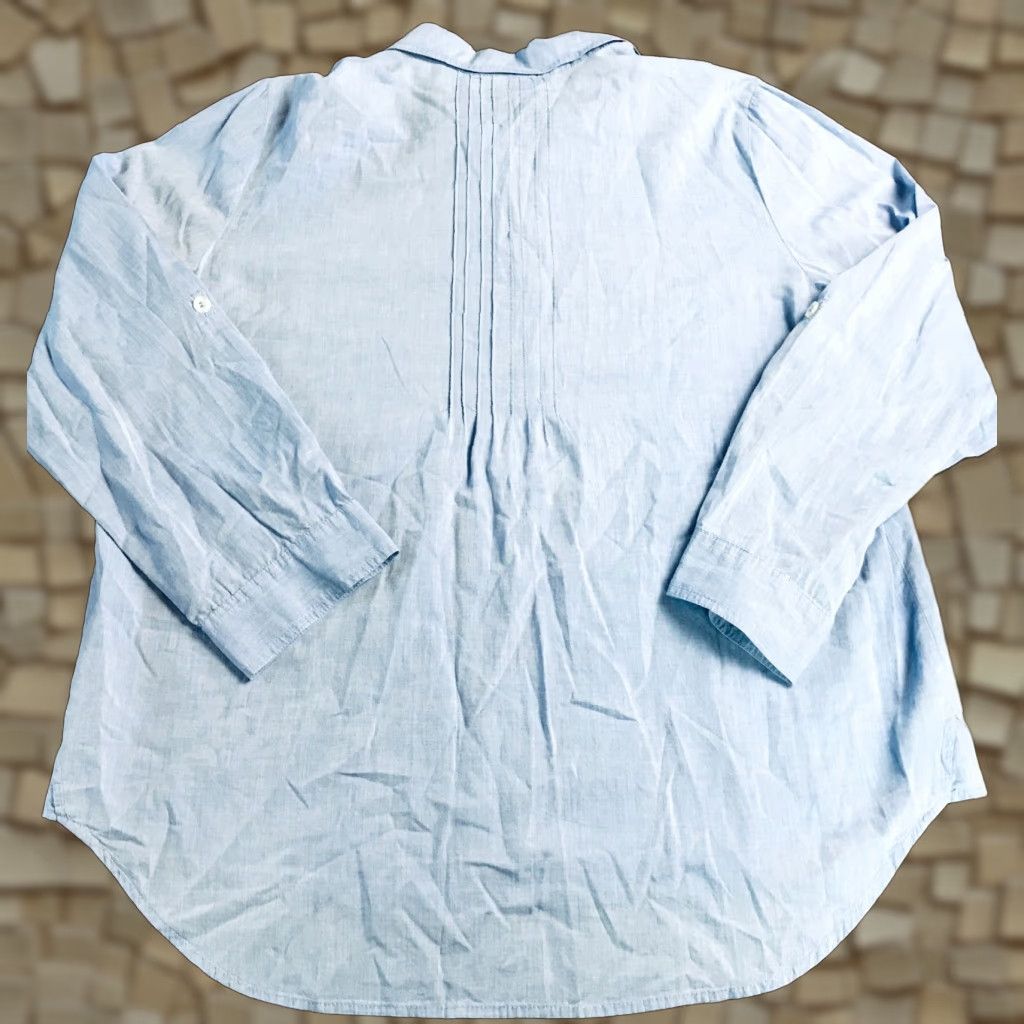 Vintage VINTAGE Chico's Shirt Women's Size 2 Solid Blue Half Button Up Long Sleeve Collared Size XS / US 0-2 / IT 36-38 - 1 Thumbnail