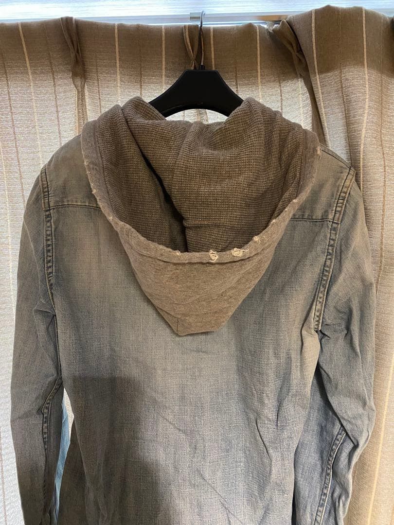 Number (N)ine Distressed Hooded Denim Shirt Size US M / EU 48-50 / 2 - 2 Thumbnail