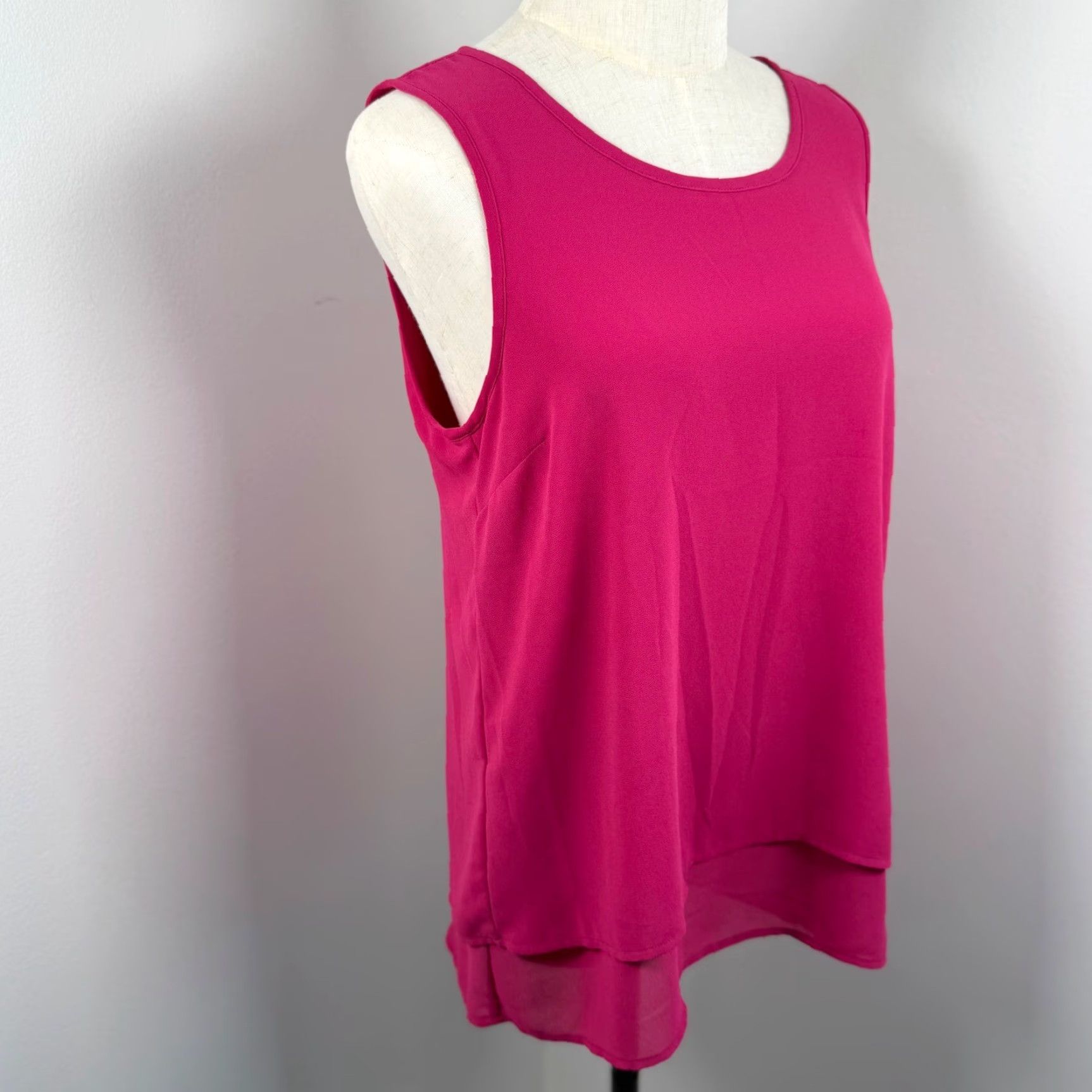 Vintage Michael Kors Tank Top Womens M Pink Magenta Split Back Layered Sleeveless Crew Neck Size M / US 6-8 / IT 42-44 - 5 Thumbnail