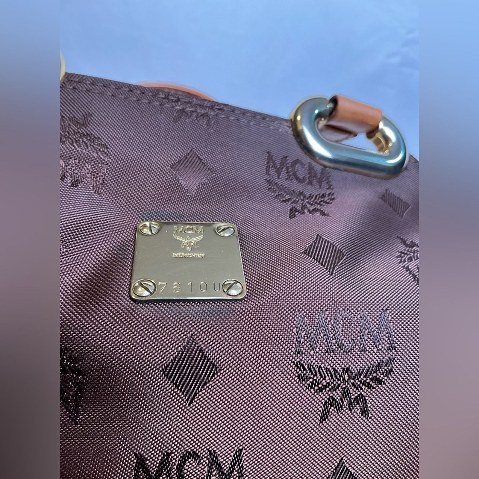 MCM MCM Chestnut Brown Visetos Monogram Nylon Tote Bag Gold Trim Size ONE SIZE - 15 Thumbnail