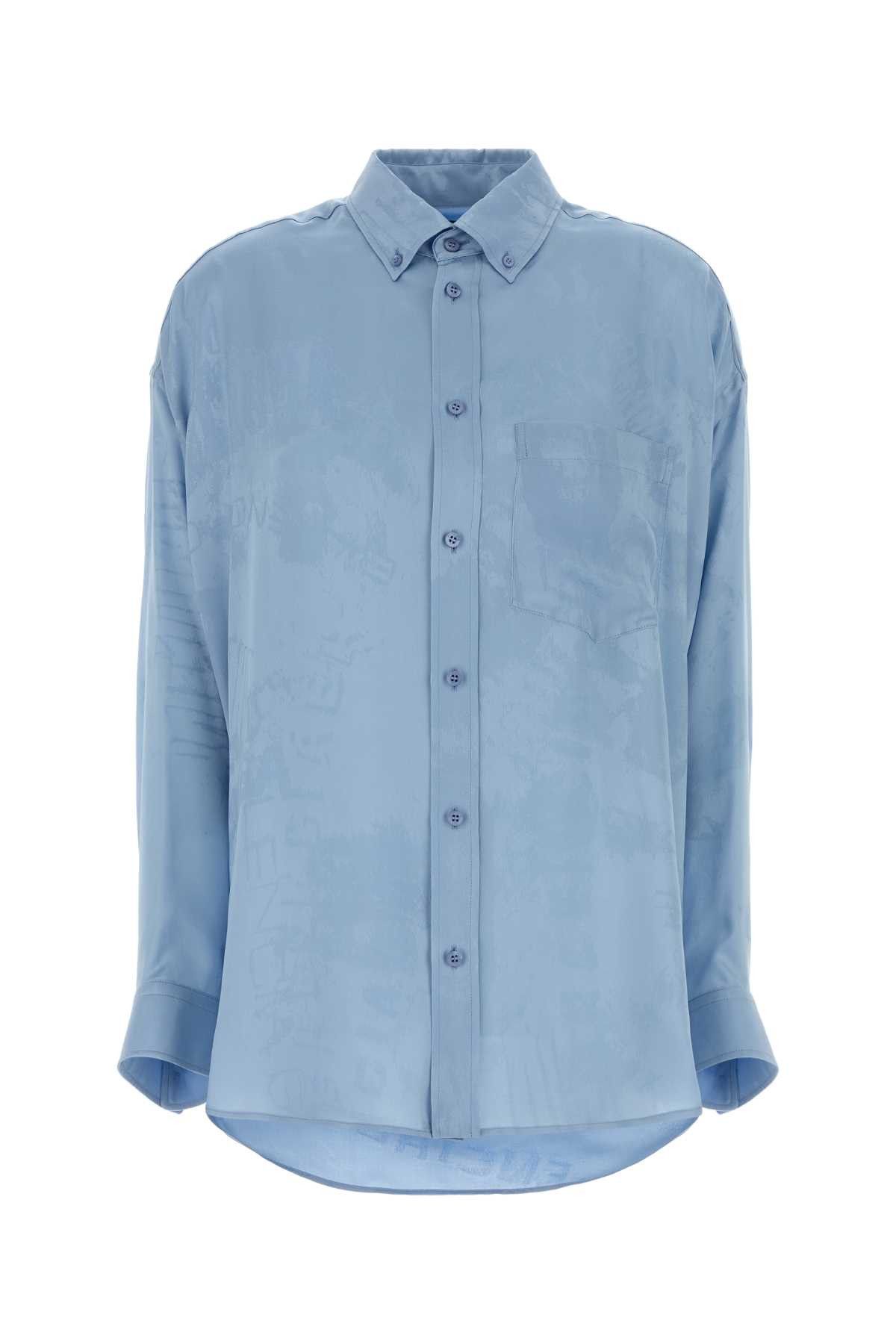 Balenciaga Light Blue Silk Shirt Size S / US 4 / IT 40 - 1 Thumbnail