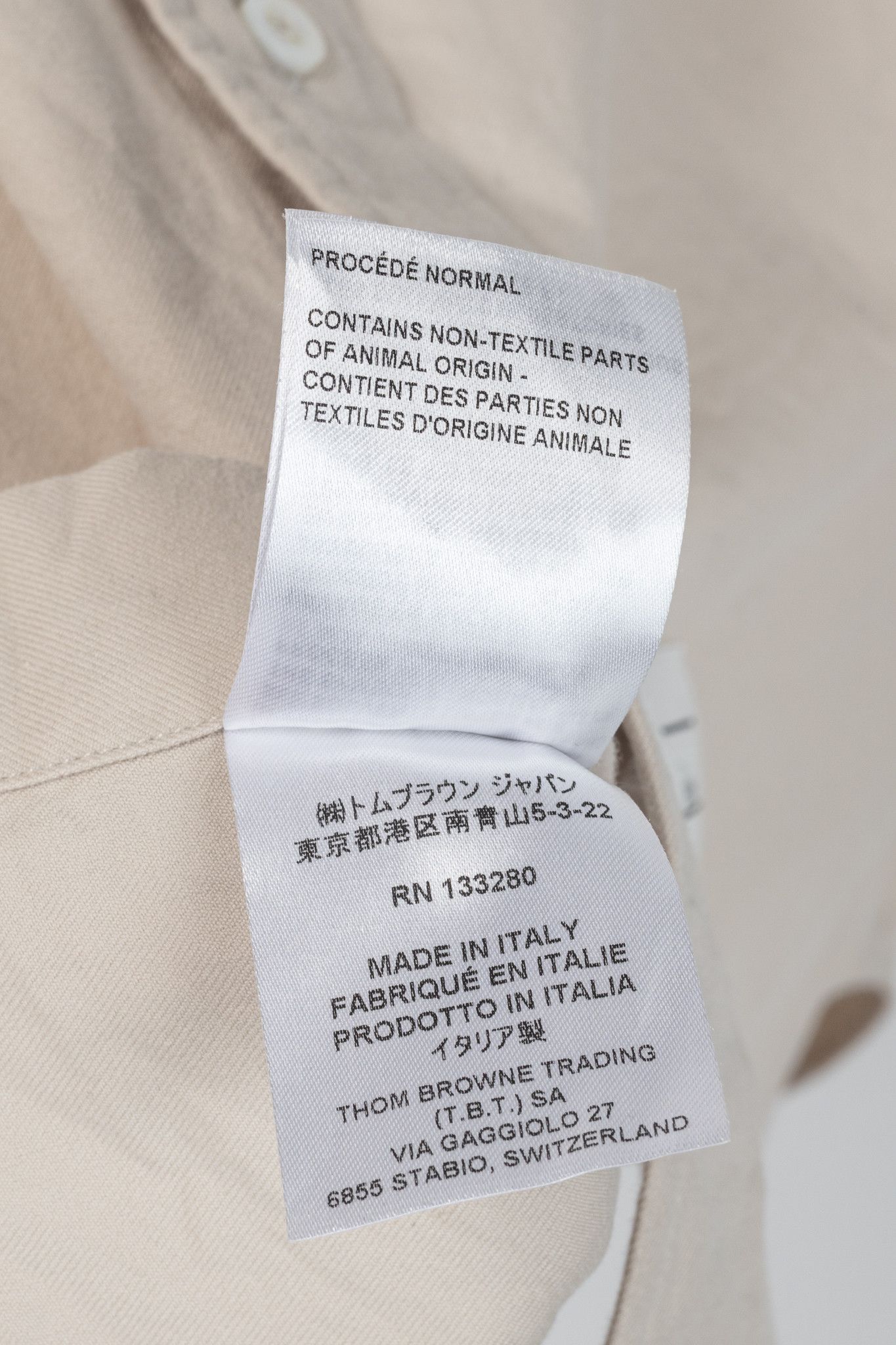 Thom Browne Thom Browne AW/23 Beige Cotton Flannel Back-Stripe Shirt Size US S / EU 44-46 / 1 - 12 Thumbnail