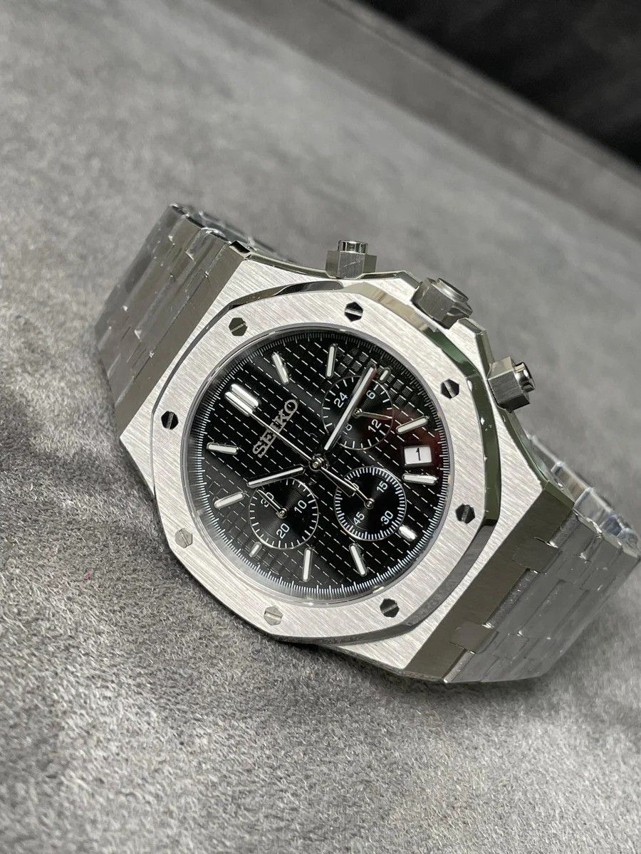 Seiko Mod Custom Royal Oak Watch in Black, Men's