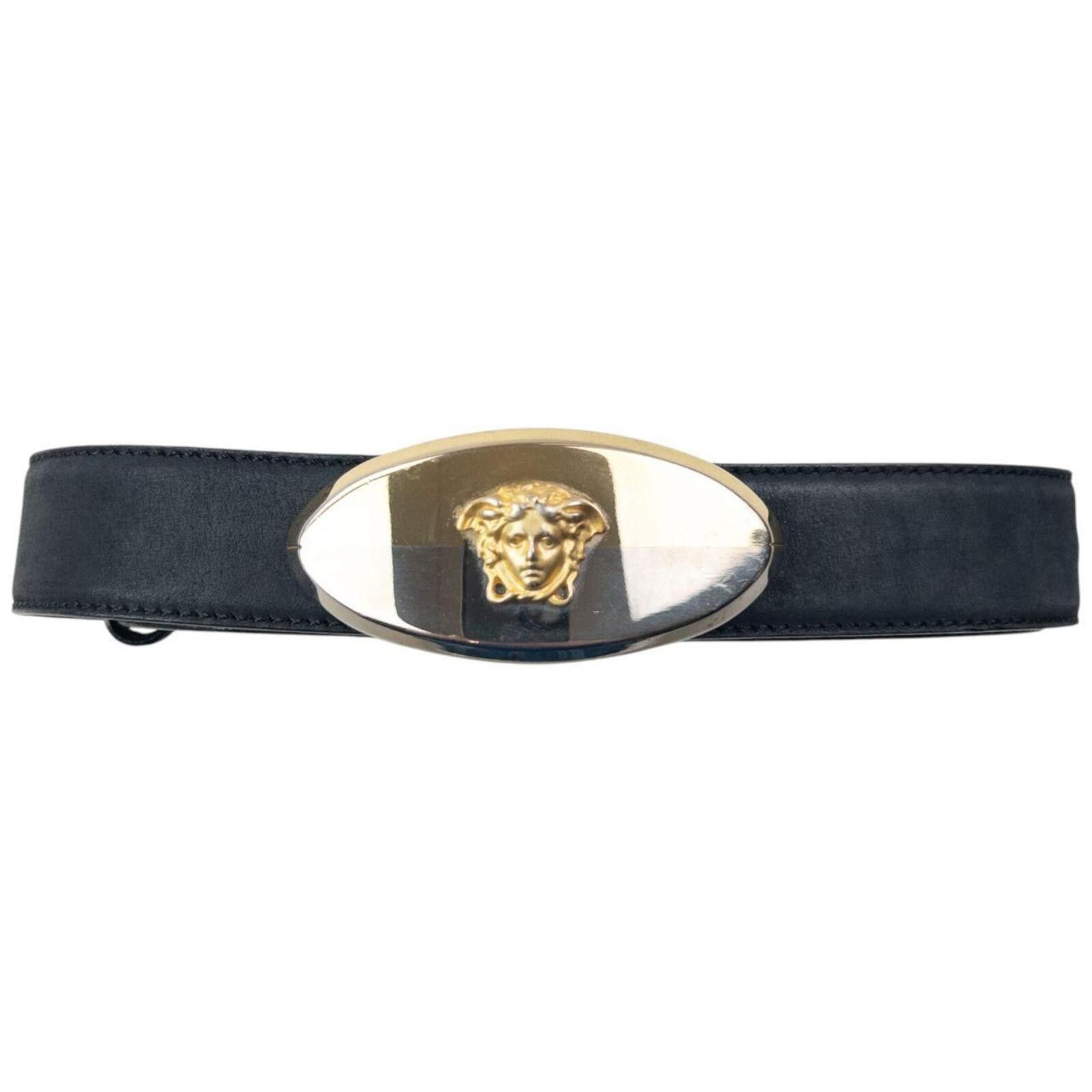 Versace Vintage 90s Gianni Versace Medusa Buckle Leather Belt Size M Size ONE SIZE - 1 Thumbnail