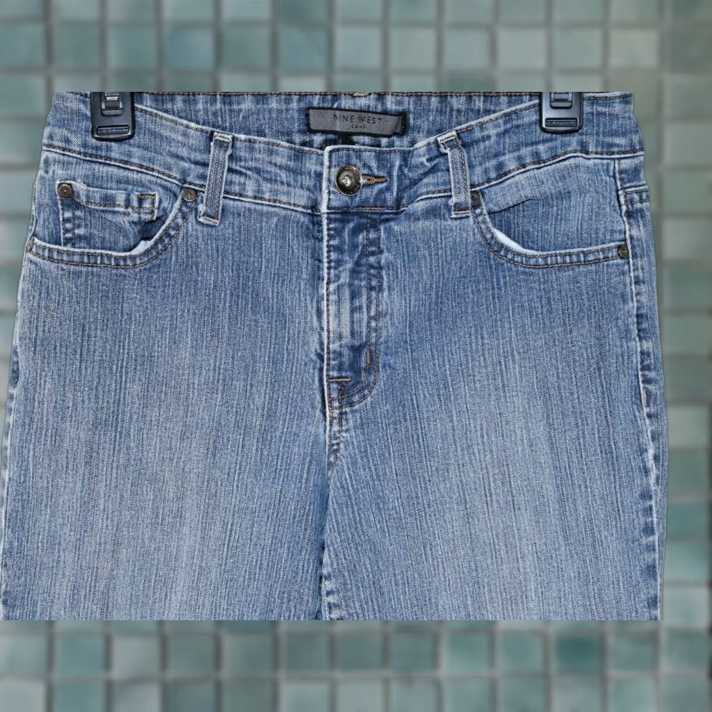 Nine West Nine West Sams Arielle Boot Cut Jeans Womens Size 8 Blue 28X30 Stretch Denim Regular Rise High Jeans Bootscut Size 28" / US 6 / IT 42 - 1 Thumbnail