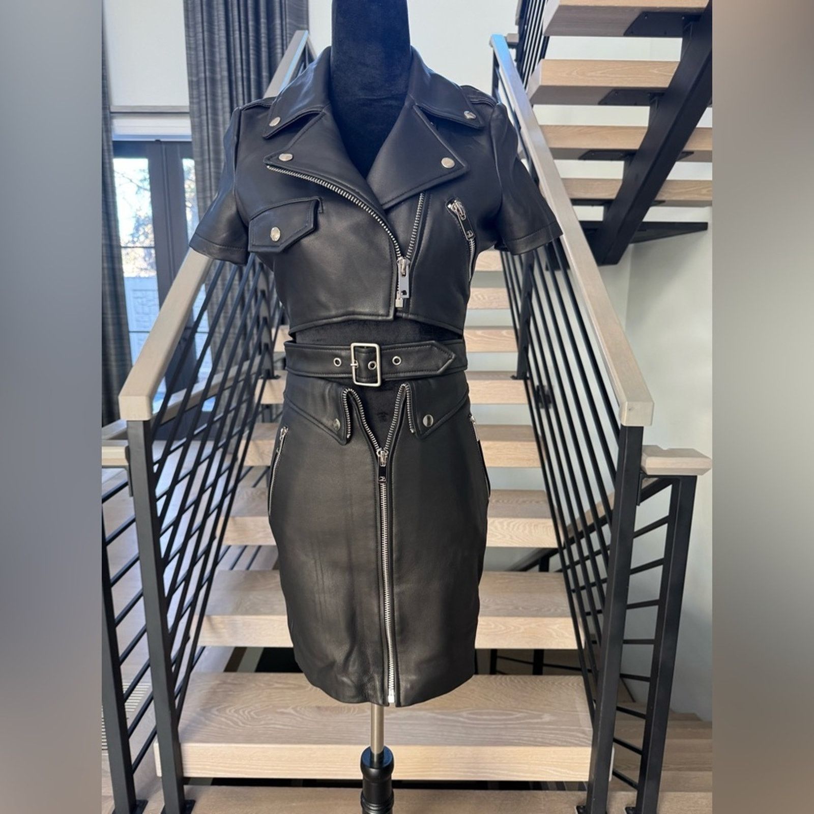 Other New Biker Black Leather Outfit with Zipper Accents size XS Size XS / US 0-2 / IT 36-38 - 2 Thumbnail