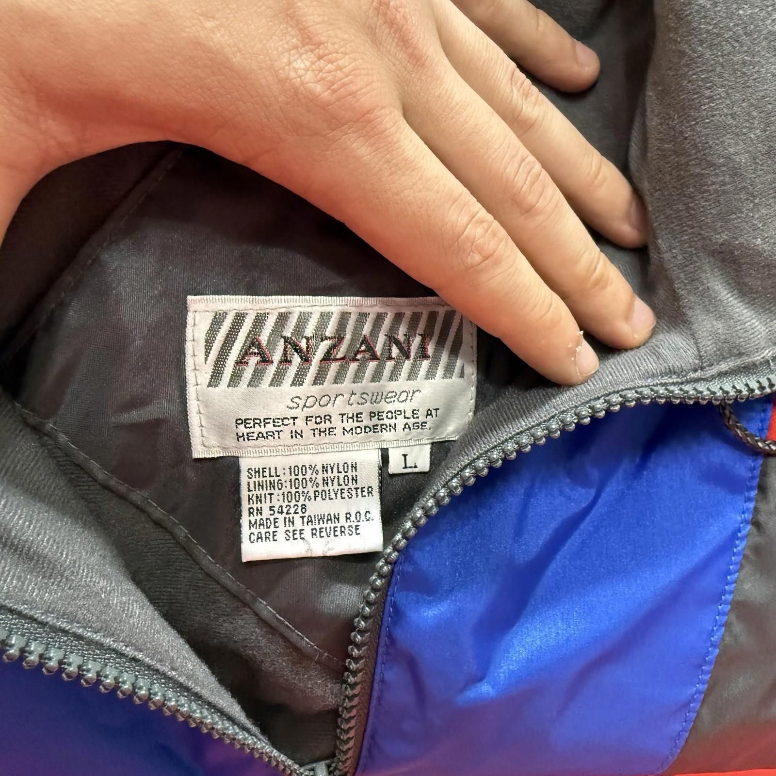 Other Vintage Anzani Sportswear Gray Blue Red Jacket Windbreaker Size ONE SIZE - 5 Thumbnail