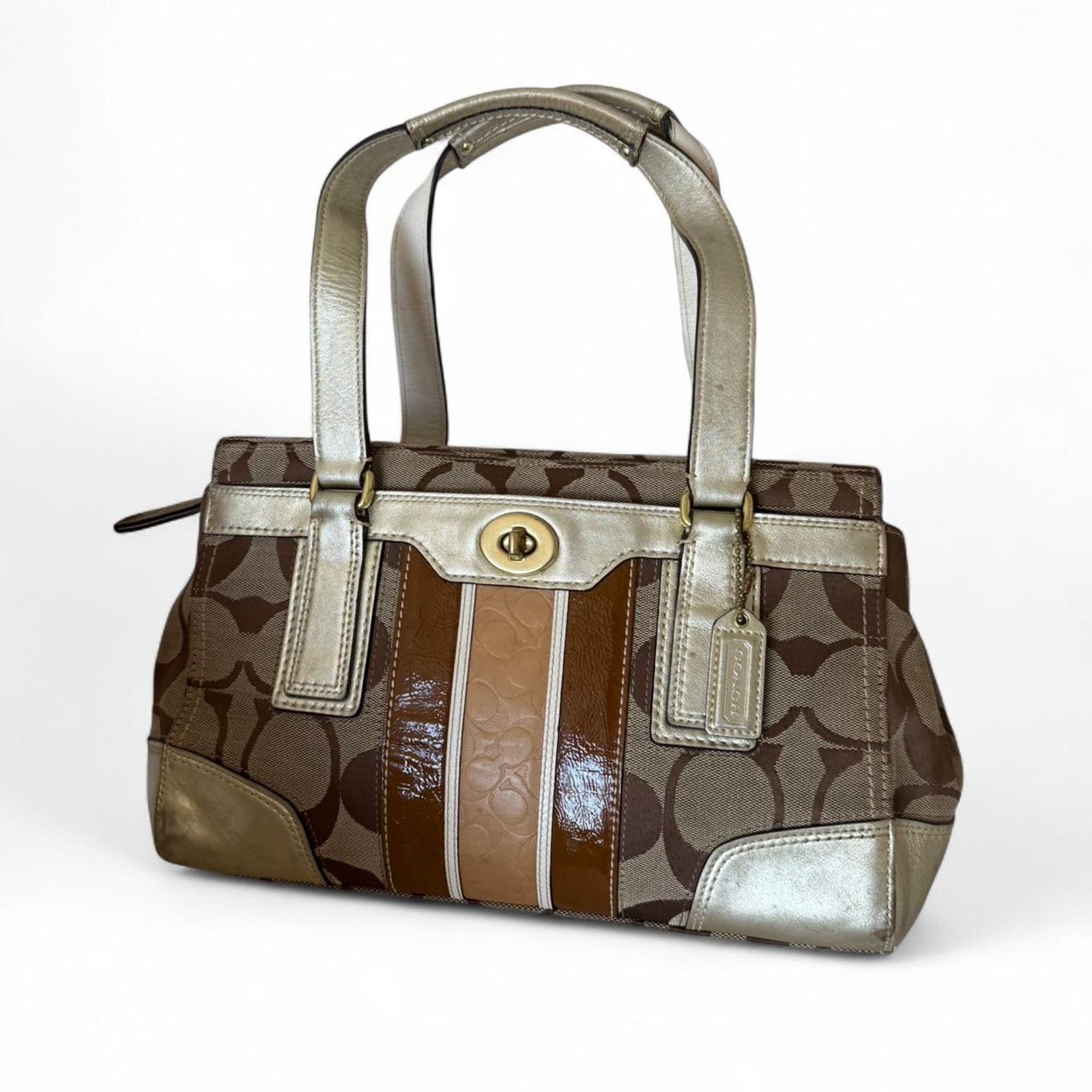 Coach Vintage Coach Metallic & Patent Stripe Tote Size ONE SIZE - 2 Thumbnail