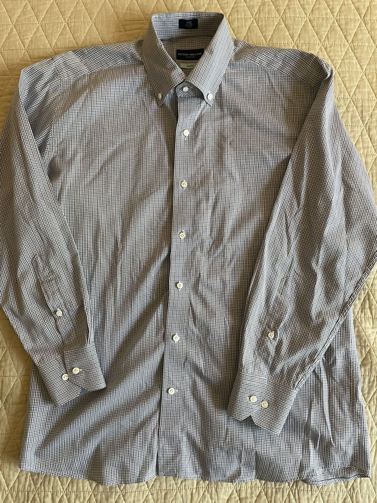 Peter Millar Collection Flex Finish Mini Check Shirt Size US M / EU 48-50 / 2 - 2 Thumbnail