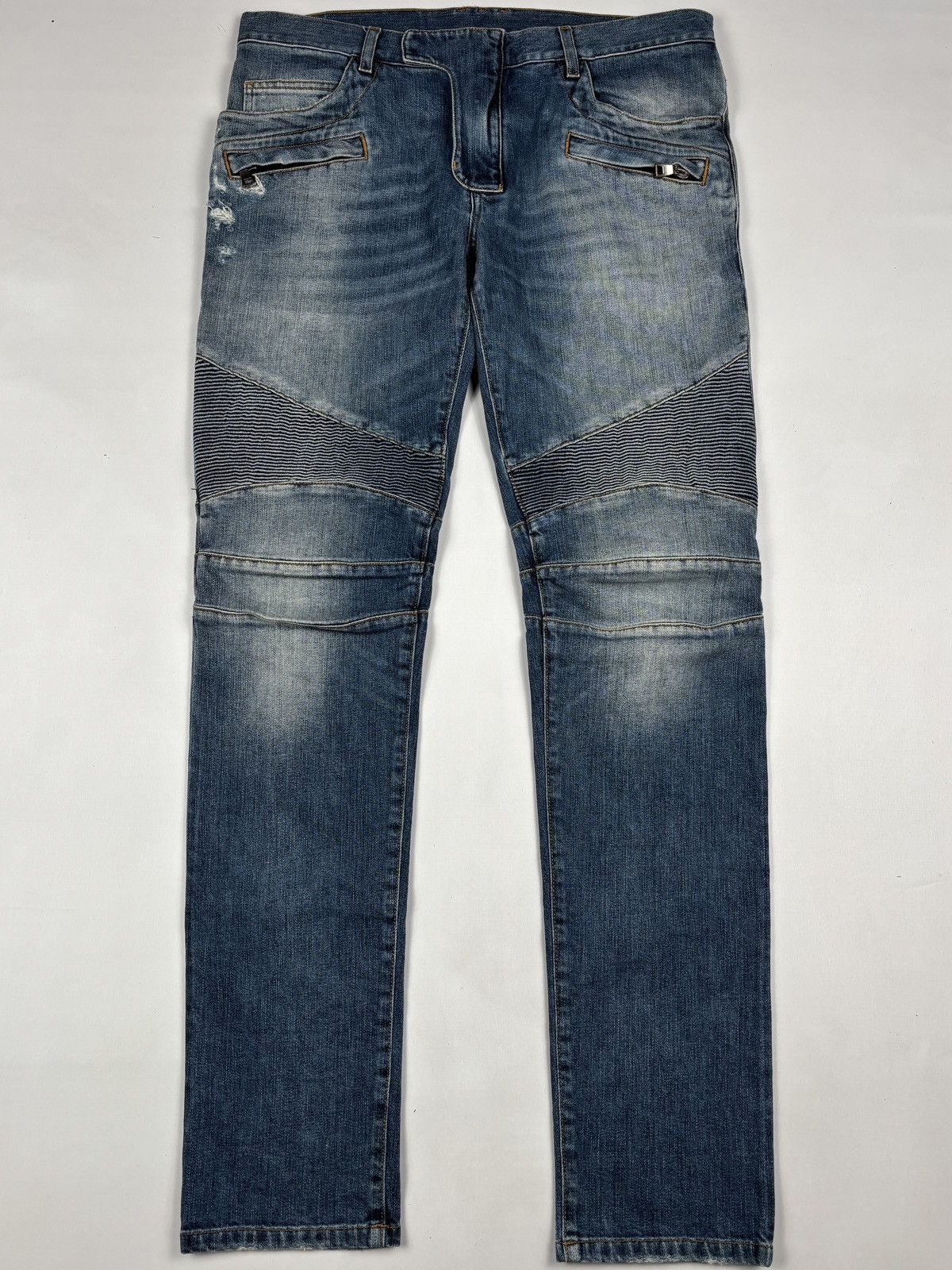 Balmain S/S 2017 Christophe Decarnin Biker Denim Jeans Size US 32 / EU 48 - 1 Thumbnail
