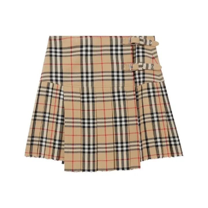 Burberry Burberry Beige Pleated Plaid Skirt for Women 0079 Size 23" - 1 Thumbnail