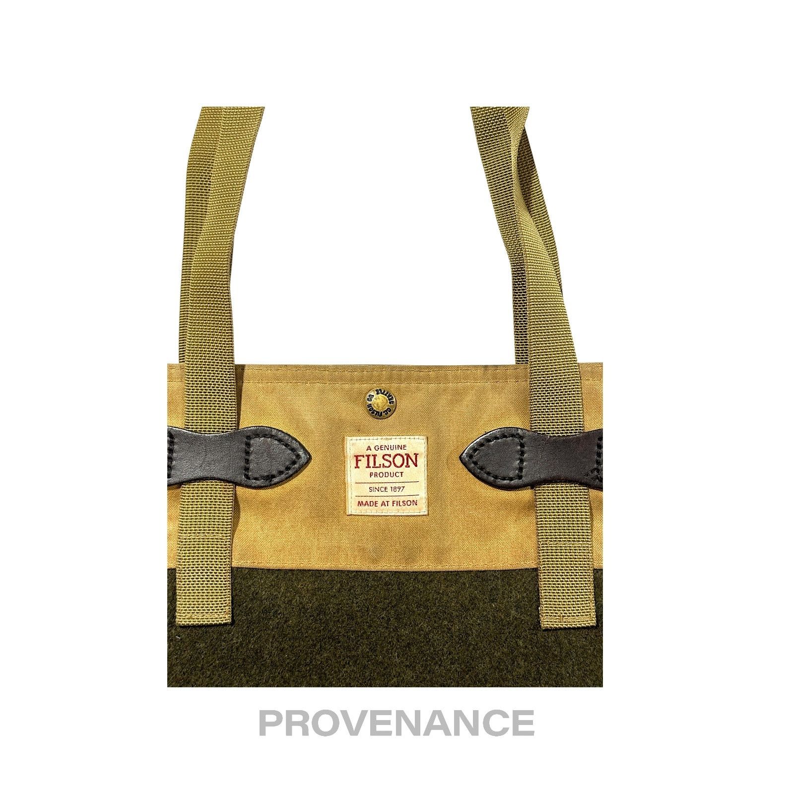 Filson 🔴 Filson Tin Cloth & Mackinaw Wool Tote Bag Tan Olive Size ONE SIZE - 3 Thumbnail