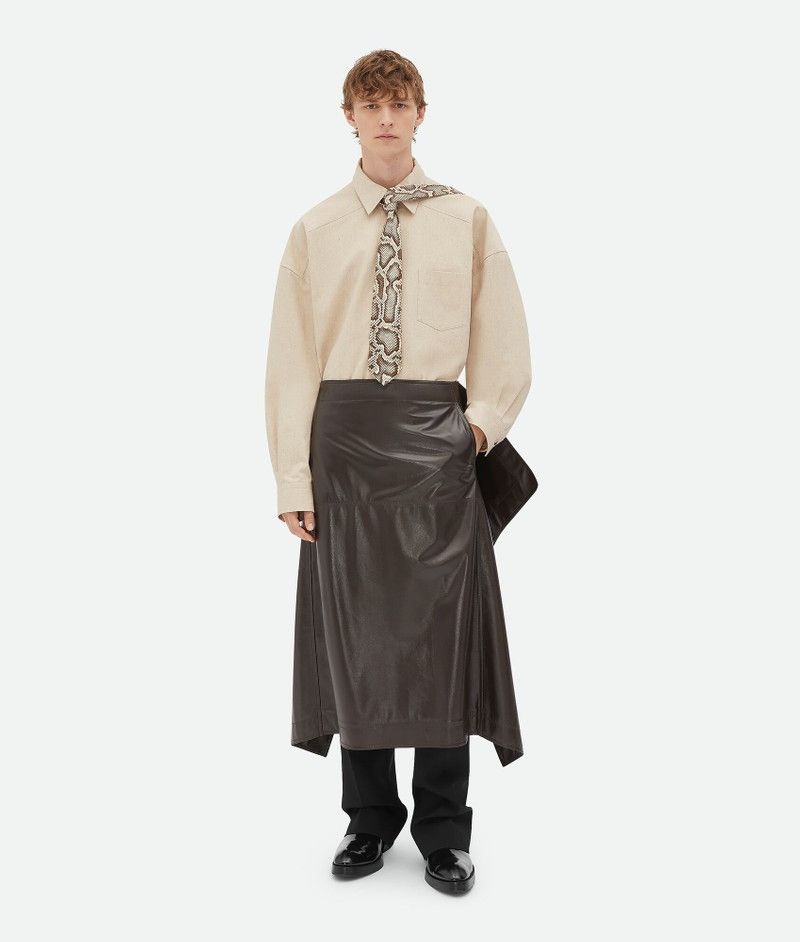 Balenciaga x Bottega Veneta O1S1Rm0326 Shiny Leather Skirt In Brown, Men’s