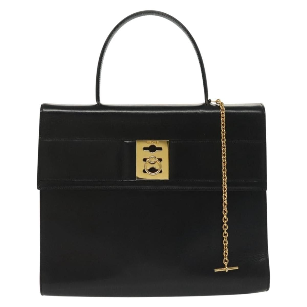 Celine CELINE Hand Bag Leather Black Gold Size ONE SIZE - 2 Thumbnail