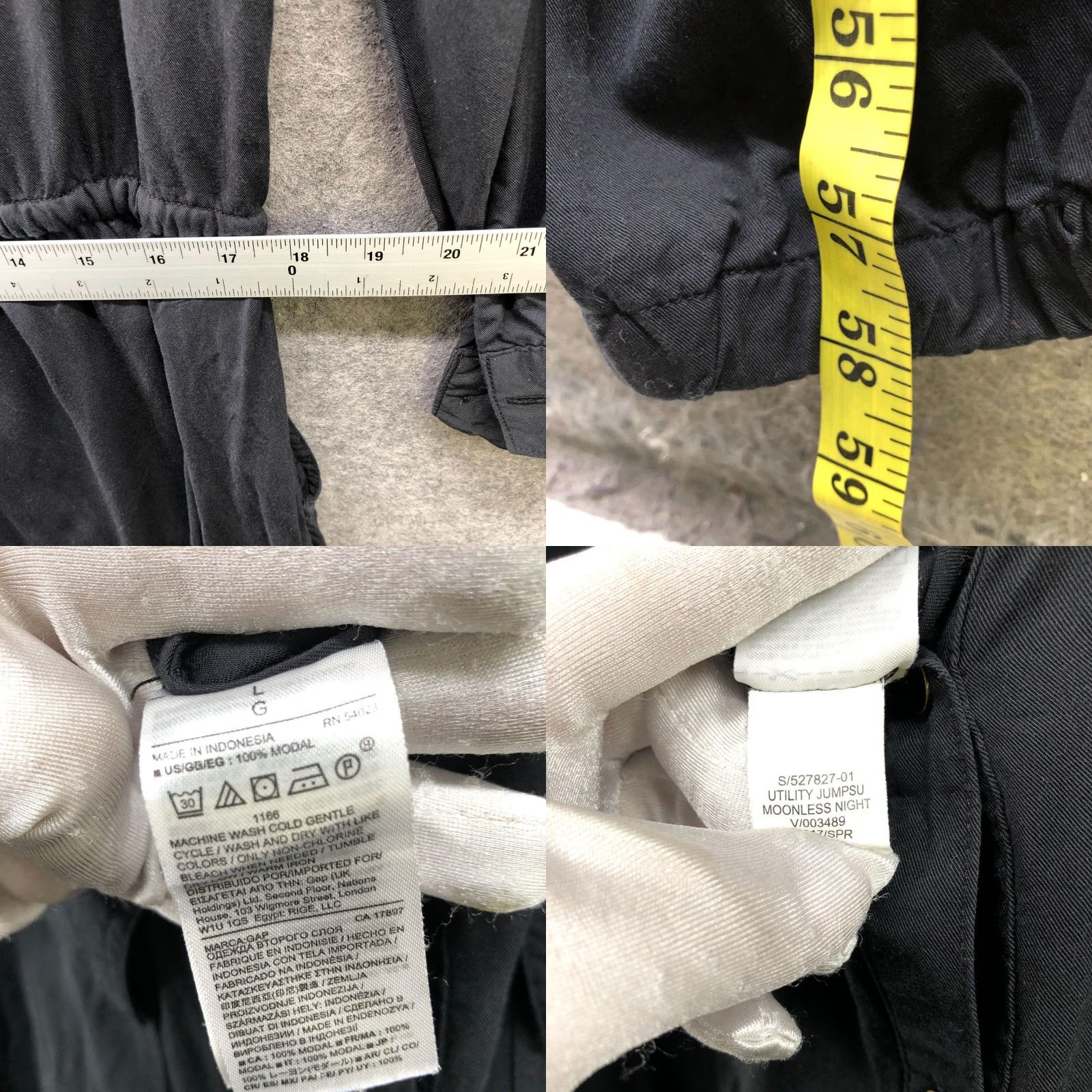 Gap Gap Jumpsuit Womens L Black Long Sleeve Modal Relaxed Utility - Button Front - One-Piece - Pockets - Wide-Leg - Shirt/Jumpsuit Size L / US 10 / IT 46 - 8 Thumbnail