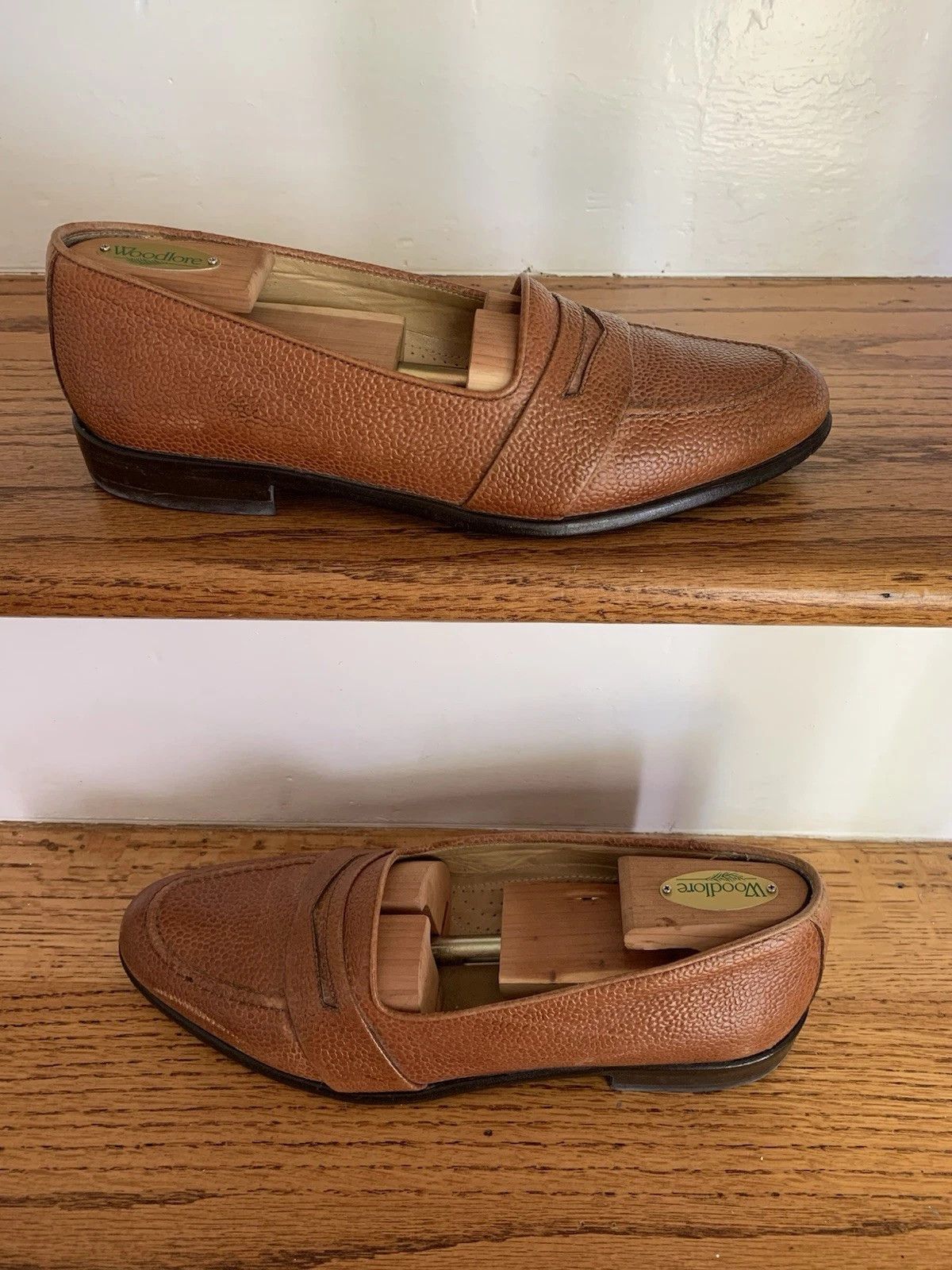 Zelli Zelli Cognac Pebble Leather Penny Loafers Size US 9 / EU 42 - 2 Thumbnail