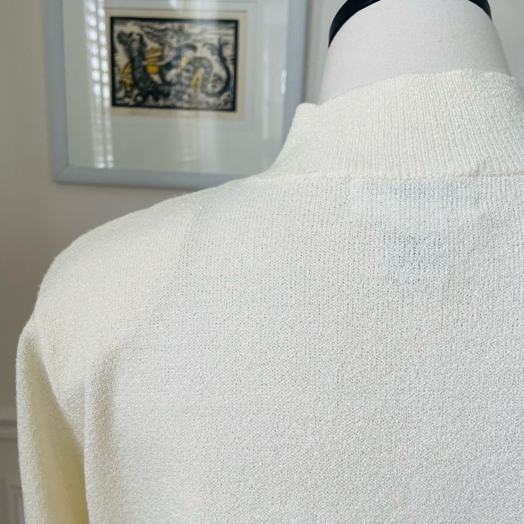 Vintage Vintage Alfred Dunner Petite Ivory Mock Neck Knit Top Beaded Size M / US 6-8 / IT 42-44 - 6 Thumbnail