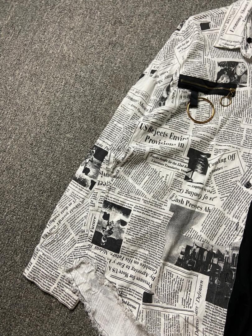Japanese Brand Baby Shoop Split Design Newspaper Shirts (202) Size US S / EU 44-46 / 1 - 5 Thumbnail