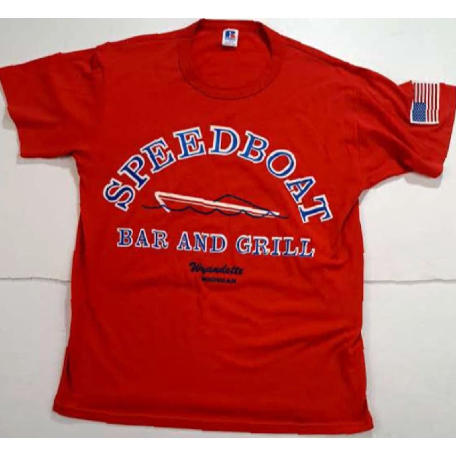 Speedo VINTAGE Speed Boat Bar and Grill Wyandotte Michigan Russell USA Made T-Shirt Large EUC Size US L / EU 52-54 / 3 - 2 Thumbnail