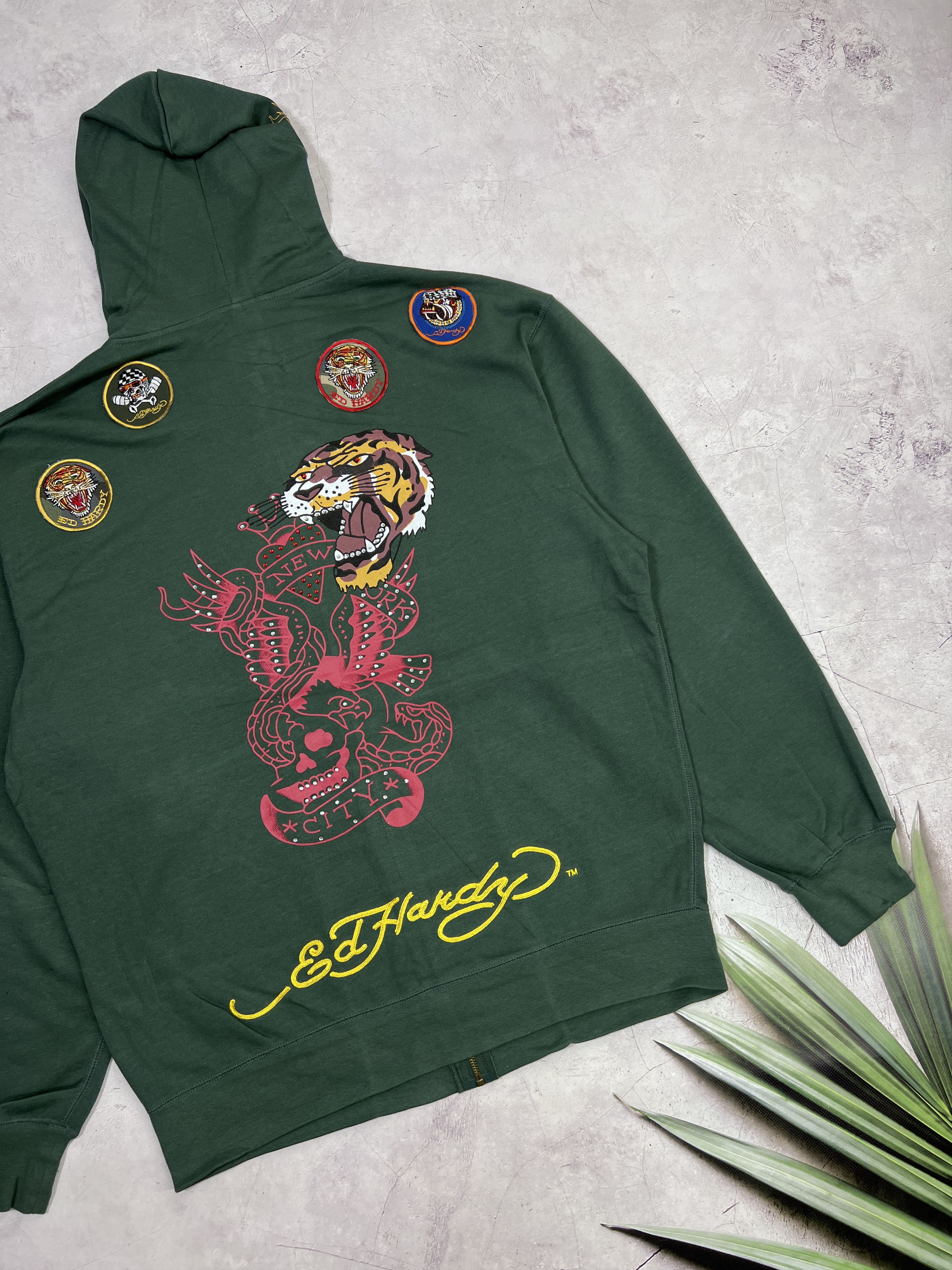 Ed Hardy Y2K Ed Hardy Zip Up Hoodie Christian Audigier Tiger & Skull Size US XL / EU 56 / 4 - 20 Thumbnail