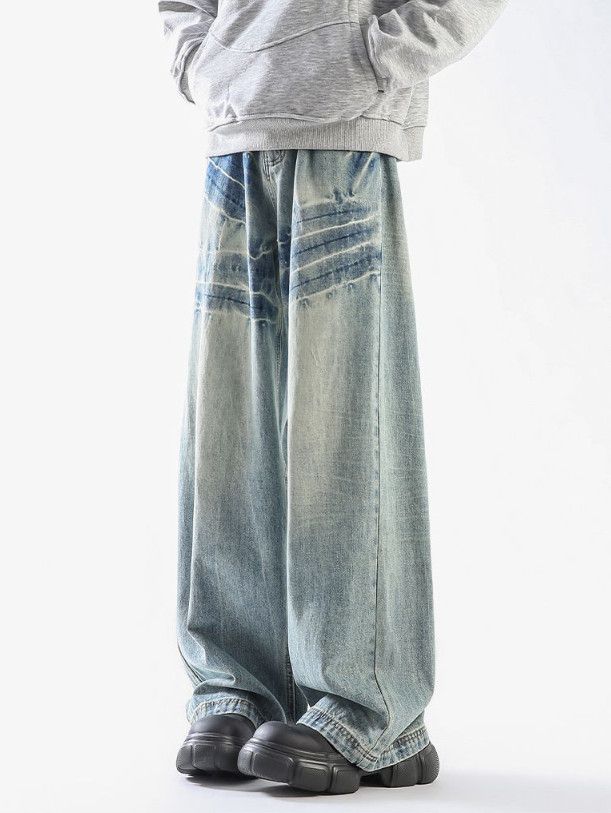 Jean Men's straight loose tie-dye American baggy jeans Size US 32 / EU 48 - 2 Thumbnail