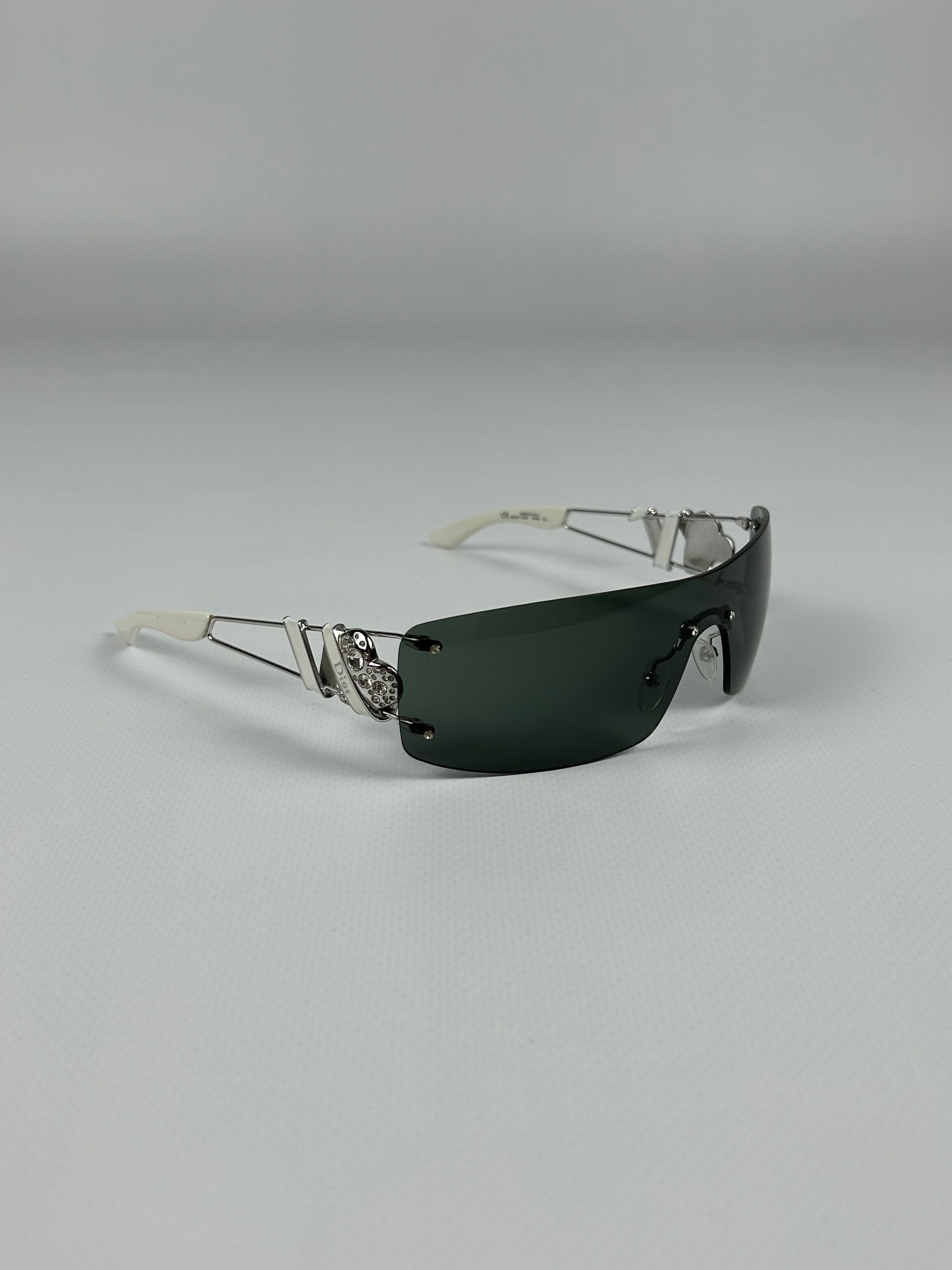 Vintage y2k dior heart core shield rhinestone sunglasses