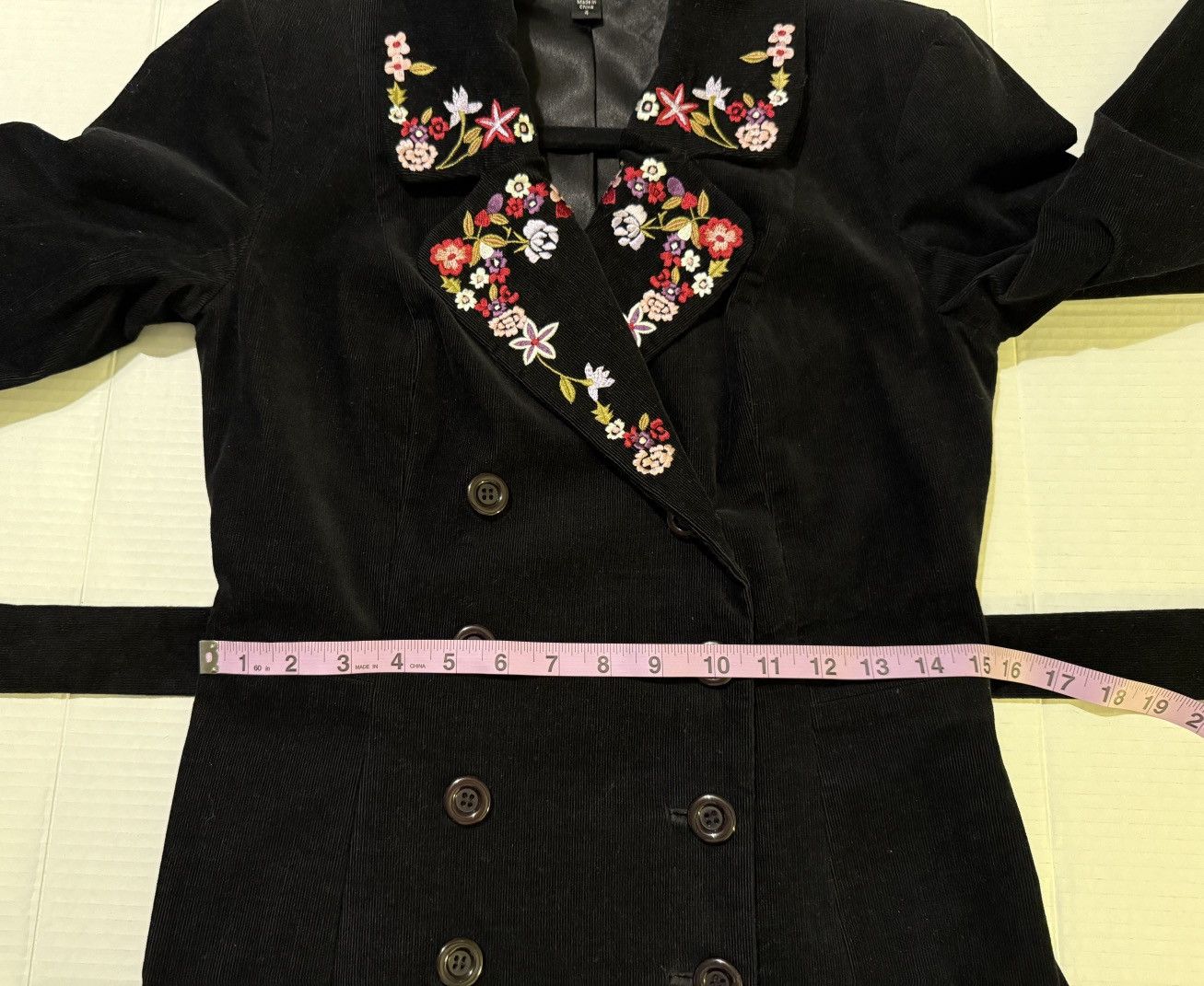 Betsey Johnson Betsey Johnson Black Corduroy Double Breasted Trench Coat Size S / US 4 / IT 40 - 9 Thumbnail