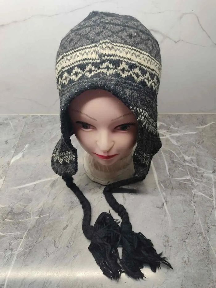 Japanese Brand Vintage Unknown Japanese Knit Wool Earflap Beanie Hat Size ONE SIZE - 4 Thumbnail