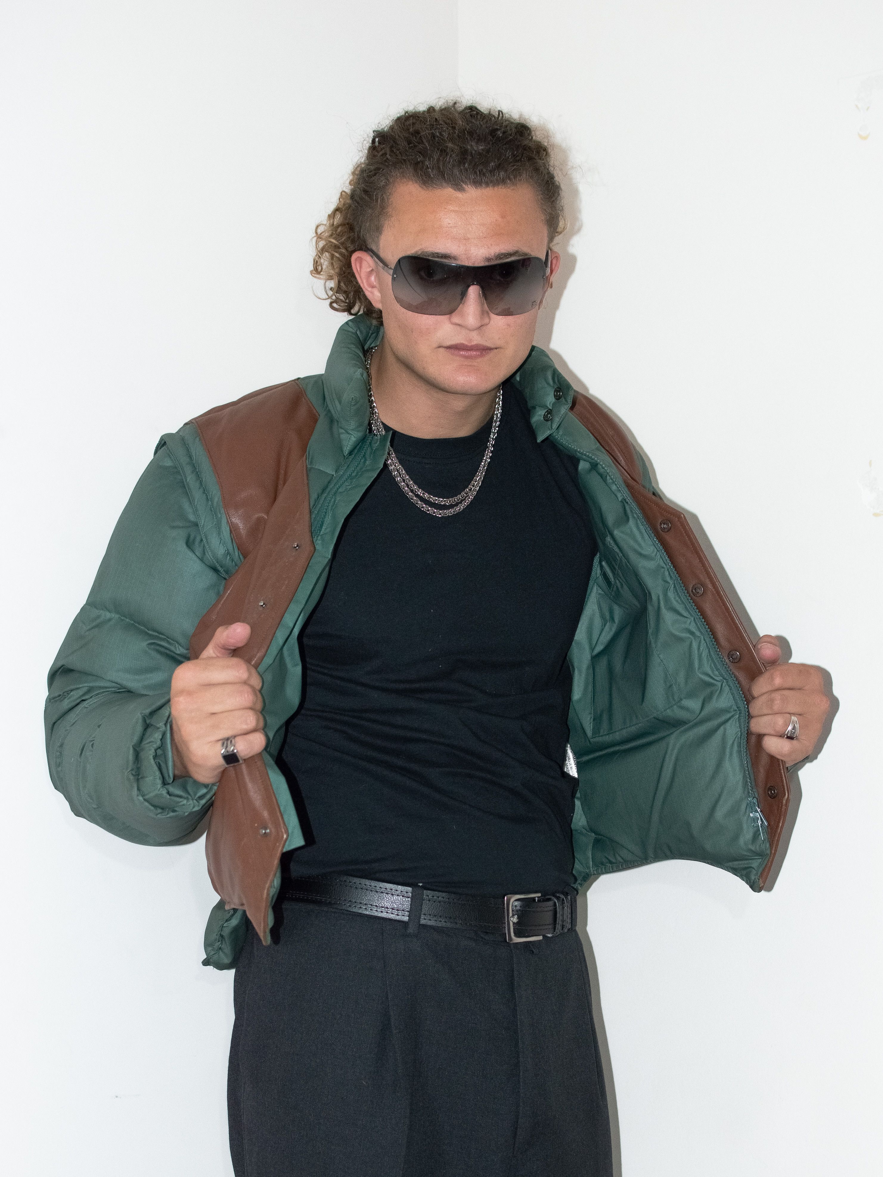 Japanese Brand Vintage 80s Green Down Puffer Jacket With Gilet Detail Size US M / EU 48-50 / 2 - 3 Thumbnail
