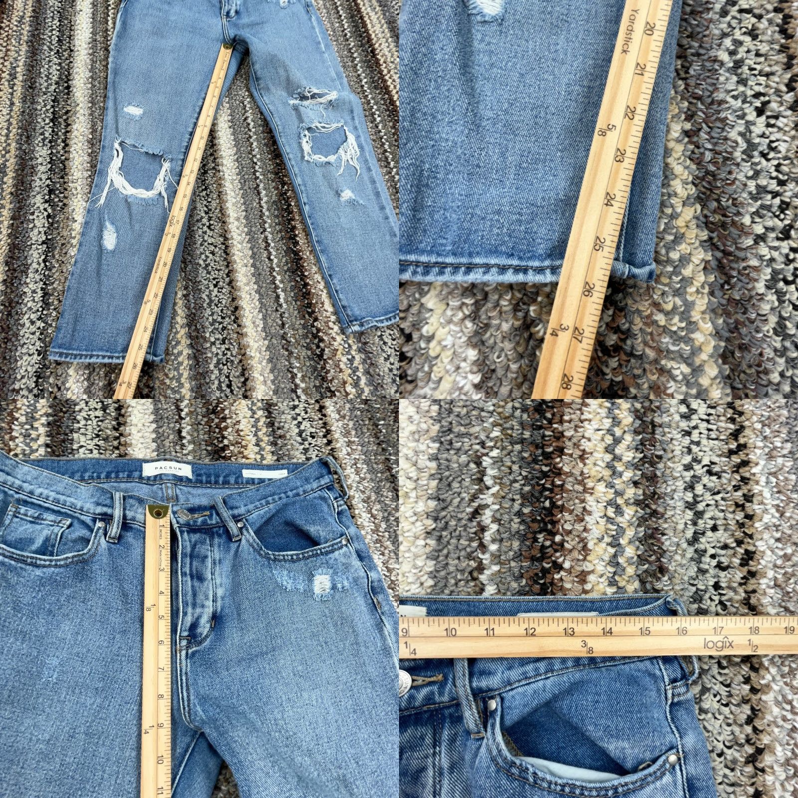 Pacsun Pacsun Jeans Women 27 Boyfriend Fit Med Wash Ripped Holes Button Fly Ladies Pant Size 27" / US 4 / IT 40 - 8 Thumbnail