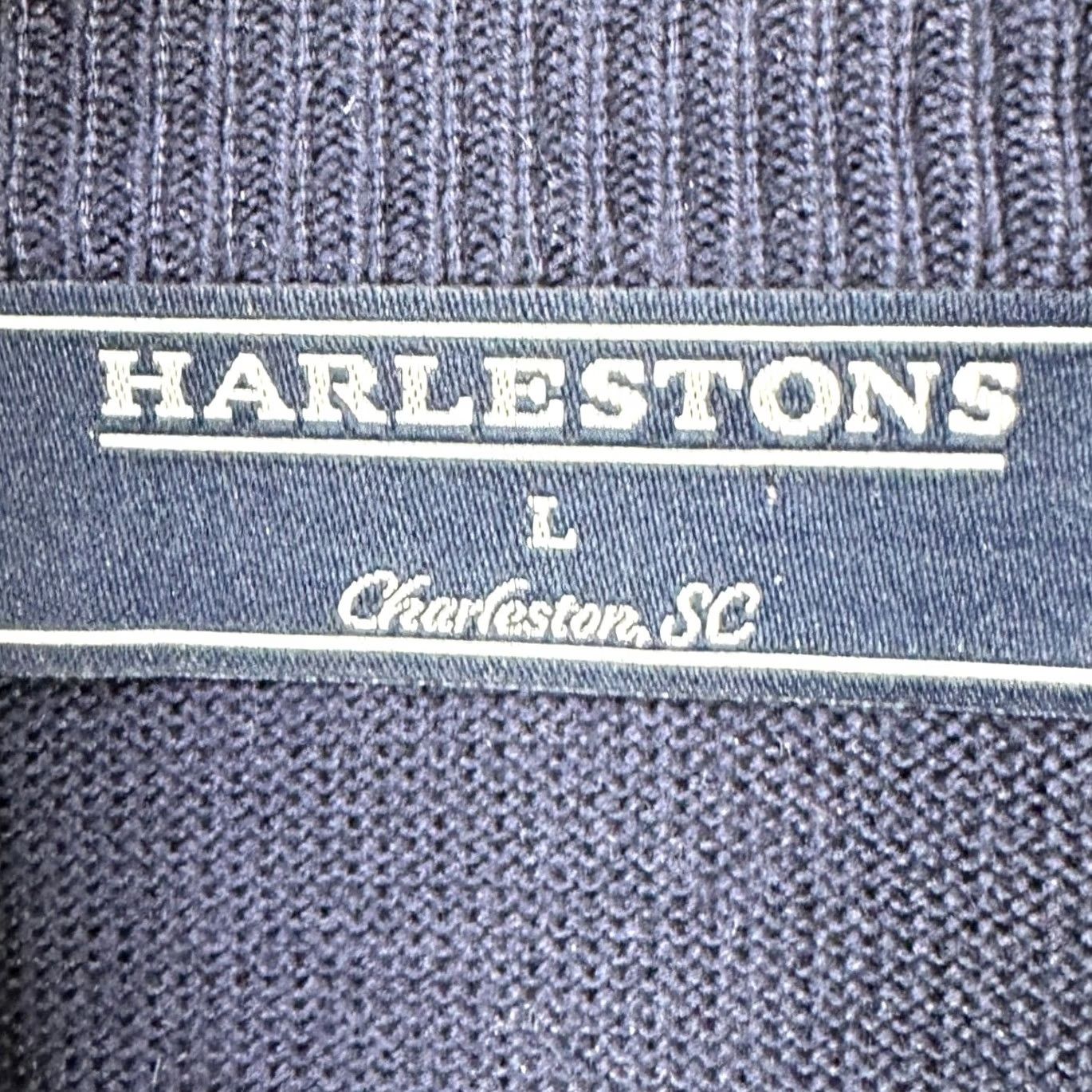 Vintage Harlestons Sweater Pullover Mens Large Blue Knit Quarter Zip Long Sleeve Logo Size US L / EU 52-54 / 3 - 4 Thumbnail