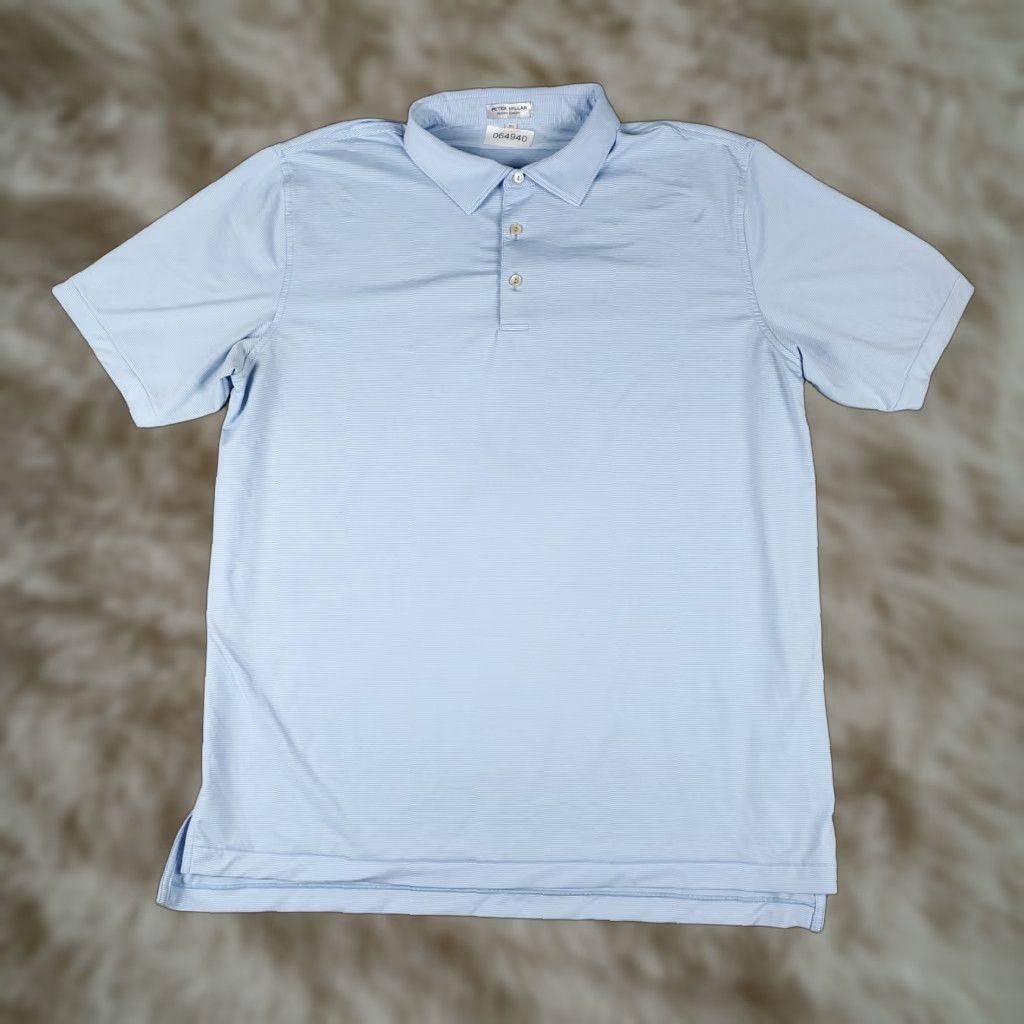 Peter Millar Peter Millar Polo Shirt Mens XL Light Blue Striped Golf Summer Comfort *STAINED* Size US XL / EU 56 / 4 - 1 Thumbnail