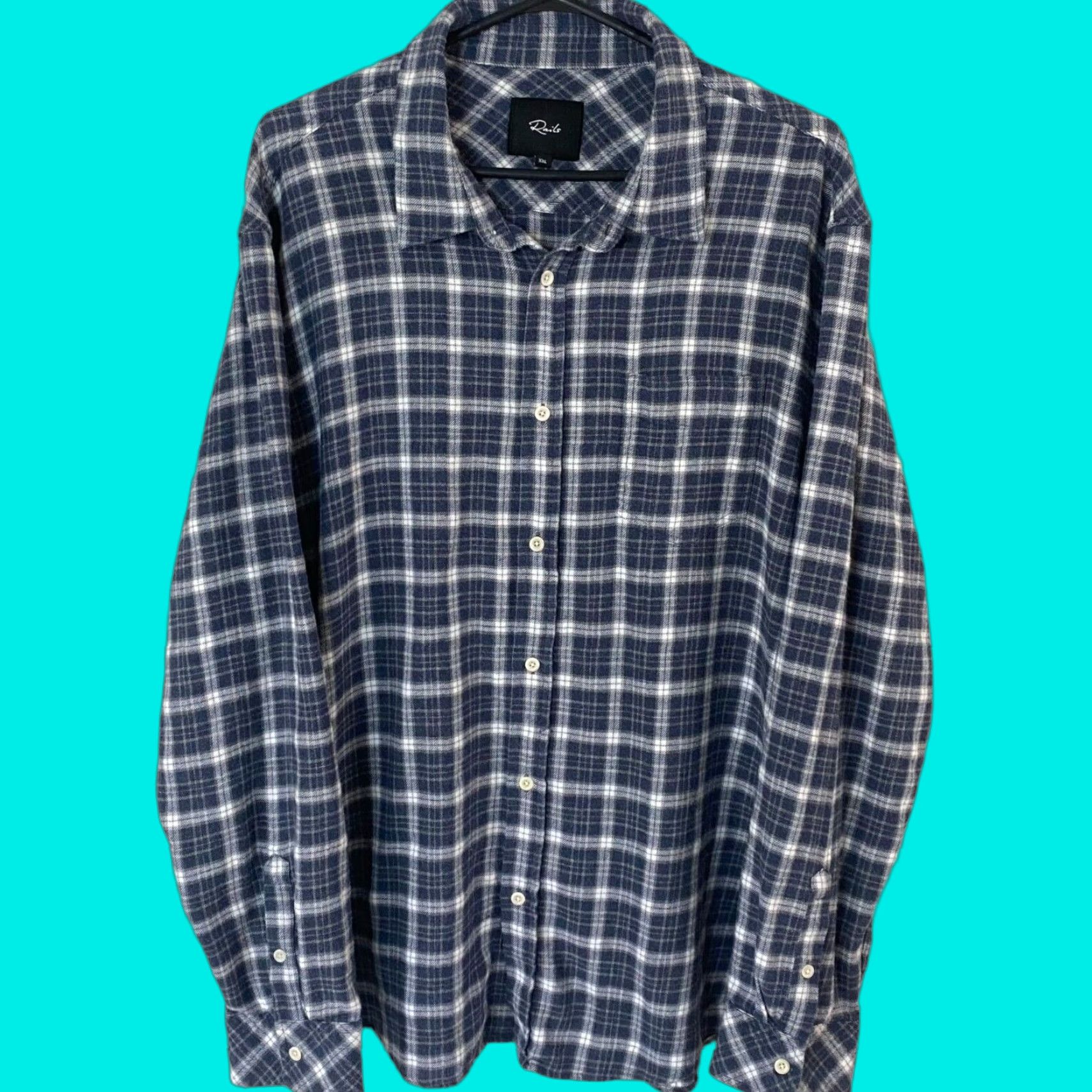 Rails Rails Flannel Plaid Button-Up Shirt Mens XXL Blue White Long Sleeve Single Pocket Size US XXL / EU 58 / 5 - 1 Thumbnail
