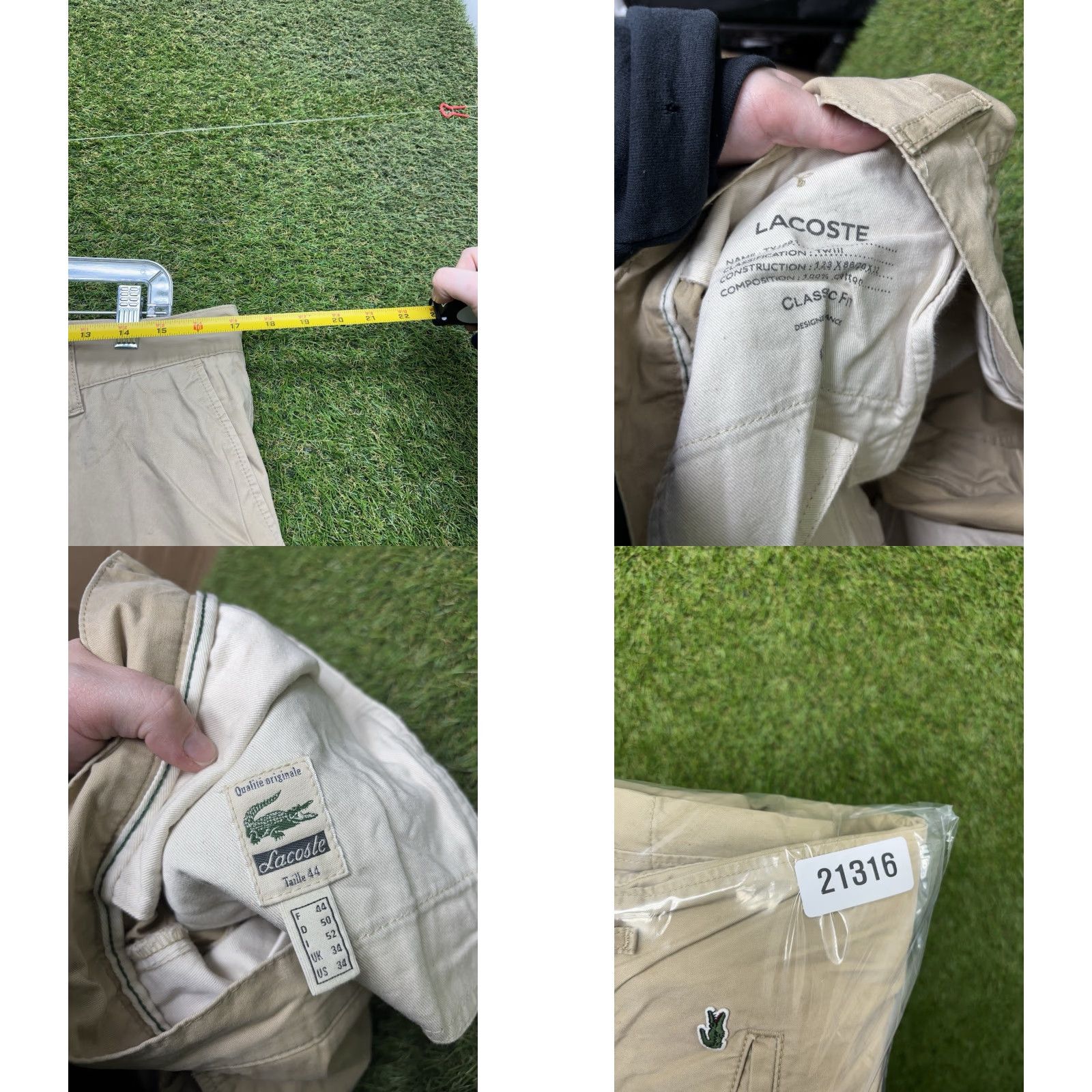 Lacoste Lacoste Slim Pants Mens 34 Beige Cotton Blend Straight Front Flat Mid Rise 33 Inseam Slim Fit Logo Dress Pants Size US 34 / EU 50 - 8 Thumbnail