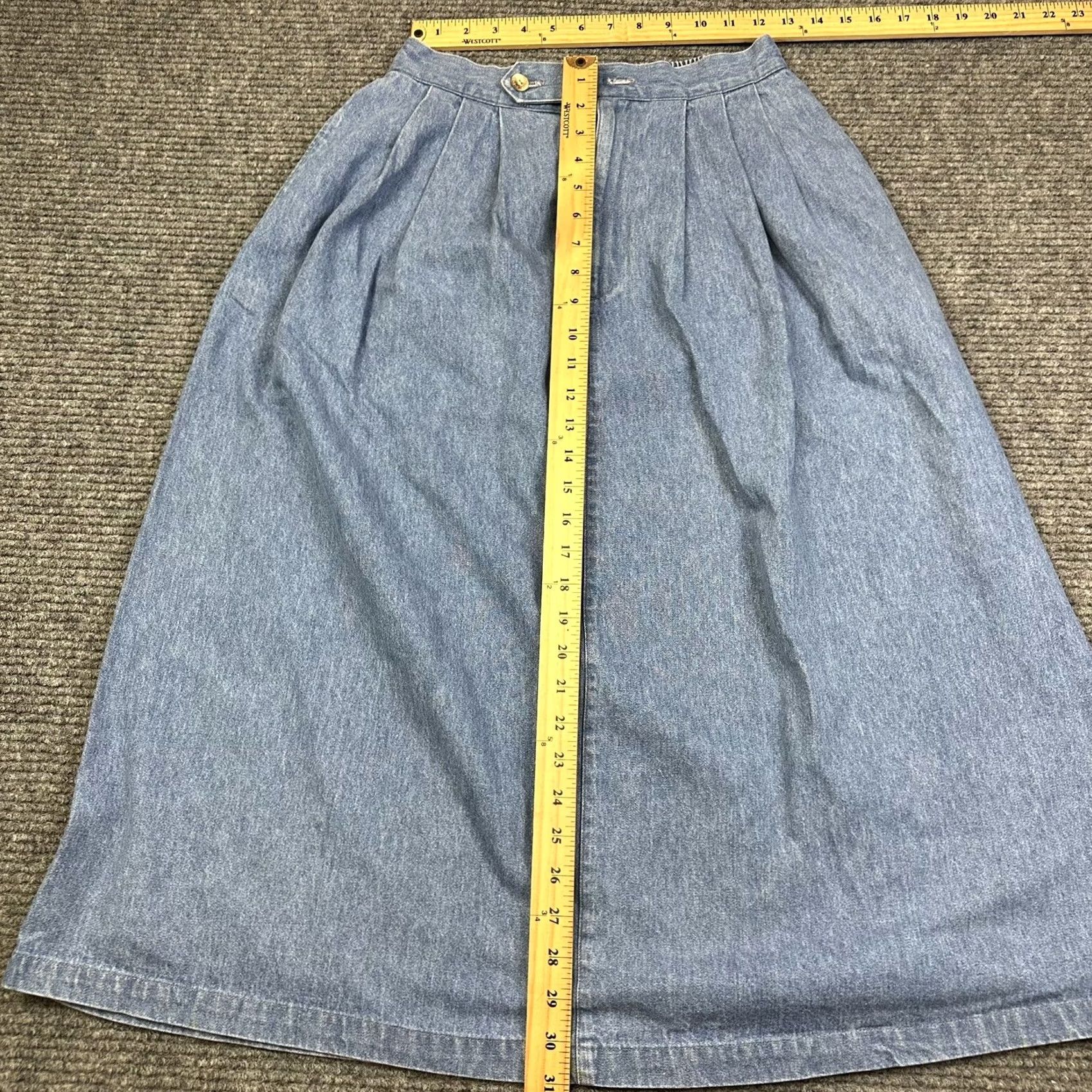 Denime VINTAGE Womens Denim Skirt 12 Long 100% Cotton Made In USA With Pockets Outback Red Black Cap? Size 34" / US 12 / IT 48 - 4 Thumbnail