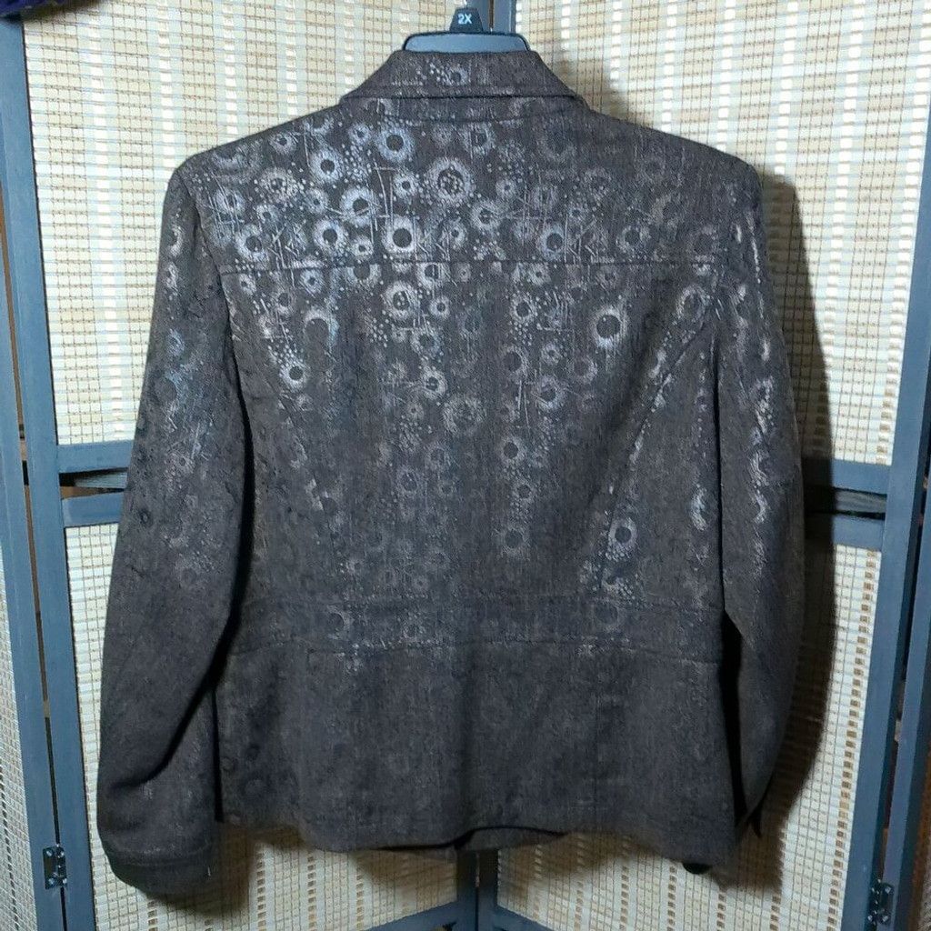 Coldwater Creek Coldwater Creek Chocolate Peplum Blazer w/ Metallic Accents Size XXL / US 16-18 / IT 52-54 - 2 Thumbnail