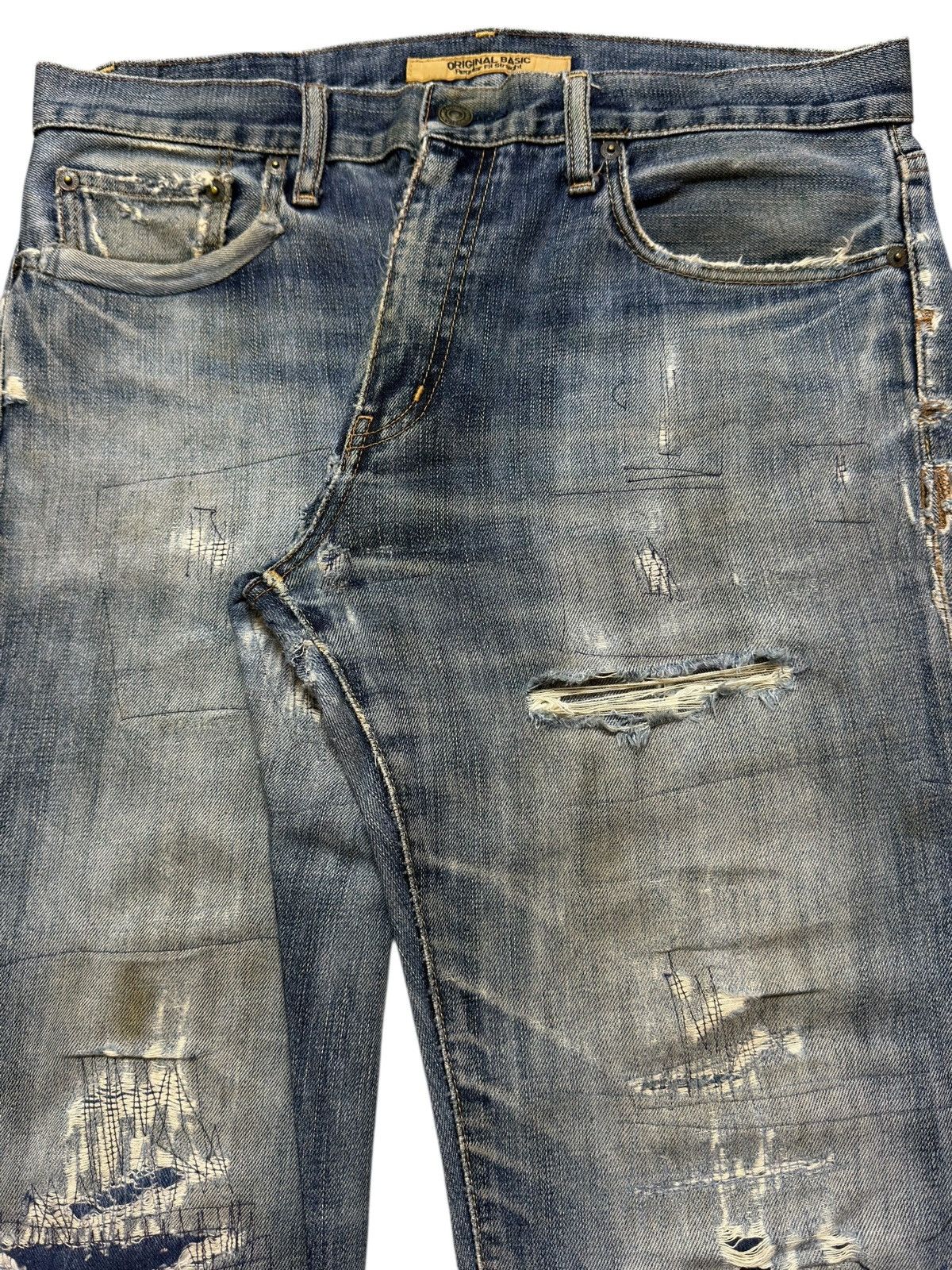 Uniqlo Vintage Y2K Uniqlo Faded Wash Distressed Straight Leg Jeans Size US 32 / EU 48 - 4 Thumbnail
