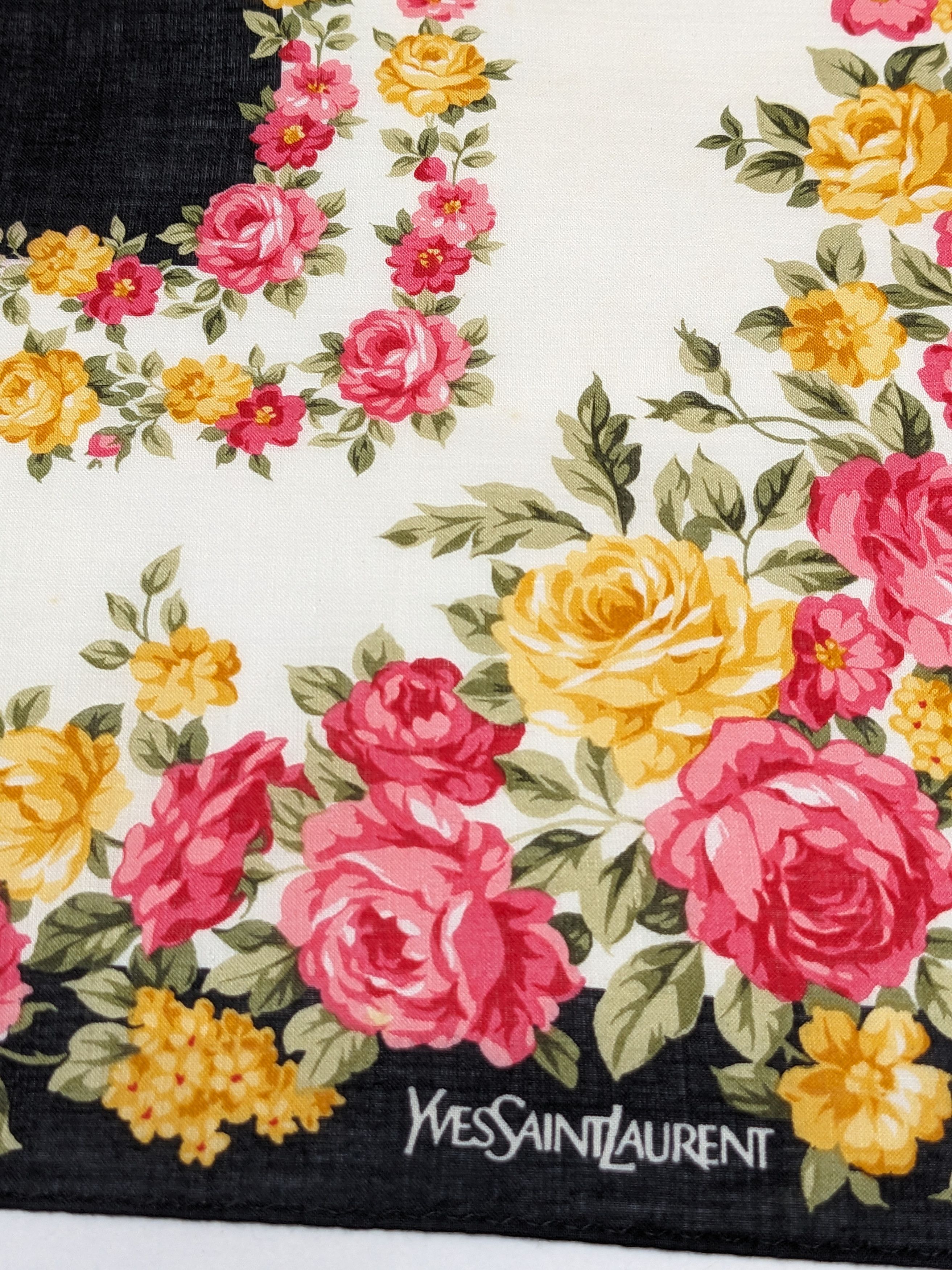 Yves Saint Laurent Yves Saint Laurent Silk Handkerchief Rose Floral Size ONE SIZE - 2 Thumbnail