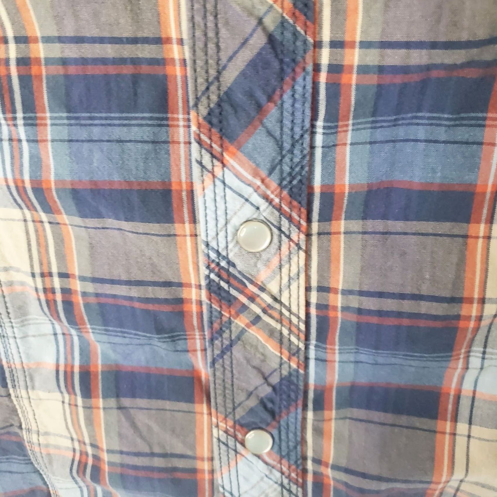 True Religion True Religion Shirt Men L Blue Plaid Pearl Snap Western Long Sleeve Cotton Twill Button-Up Casual Workwear Party/Cocktail Mens Size US L / EU 52-54 / 3 - 7 Thumbnail