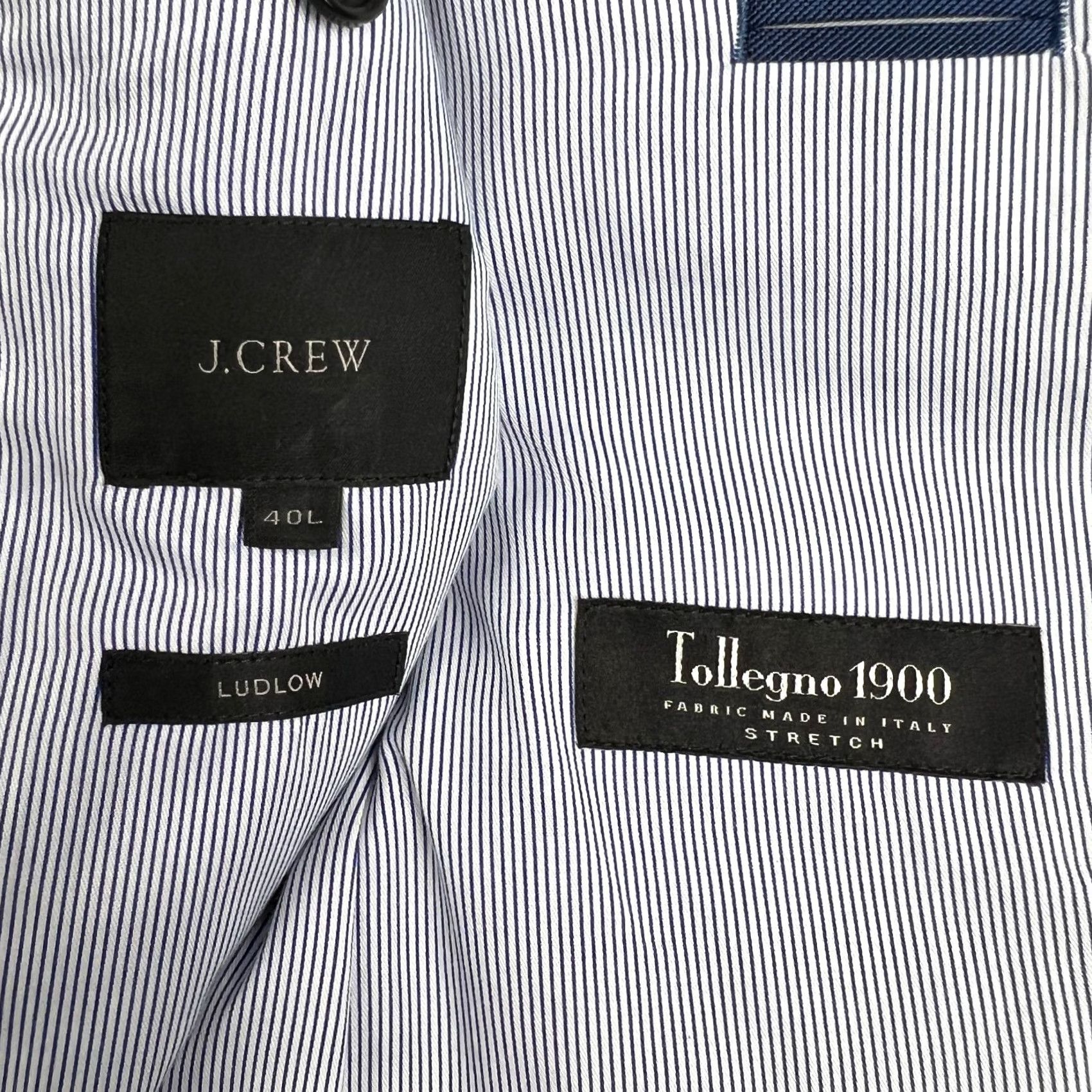 J.Crew J Crew Ludlow Wool Tollegno 1900 Stretch Blazer Sport Coat Jacket Blue 40L Mens Size 40R - 4 Thumbnail