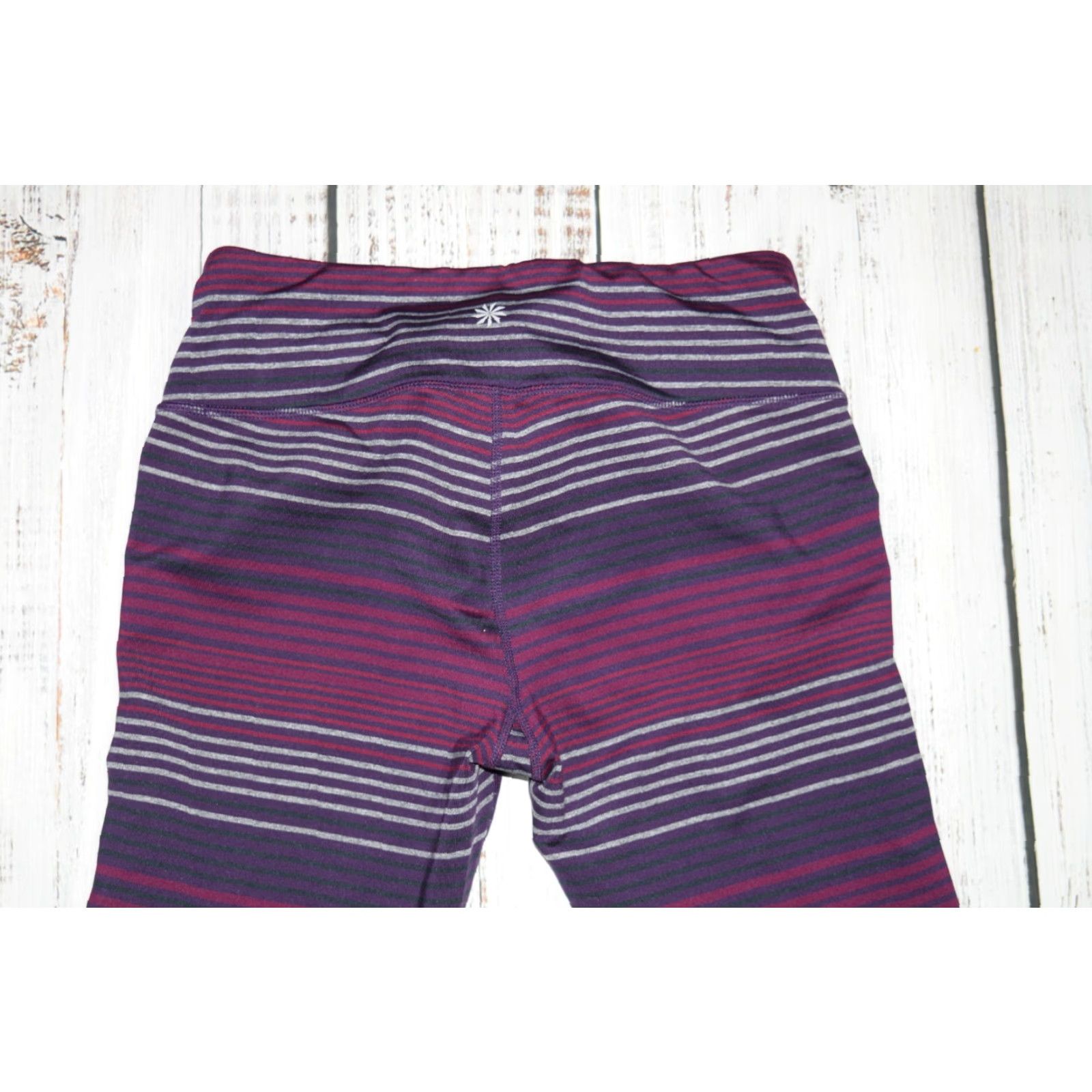 Athleta Athleta Chaturanga Colorblock Stripe Leggings M Womens Regular Purple Gray Size 32" / US 10 / IT 46 - 7 Thumbnail