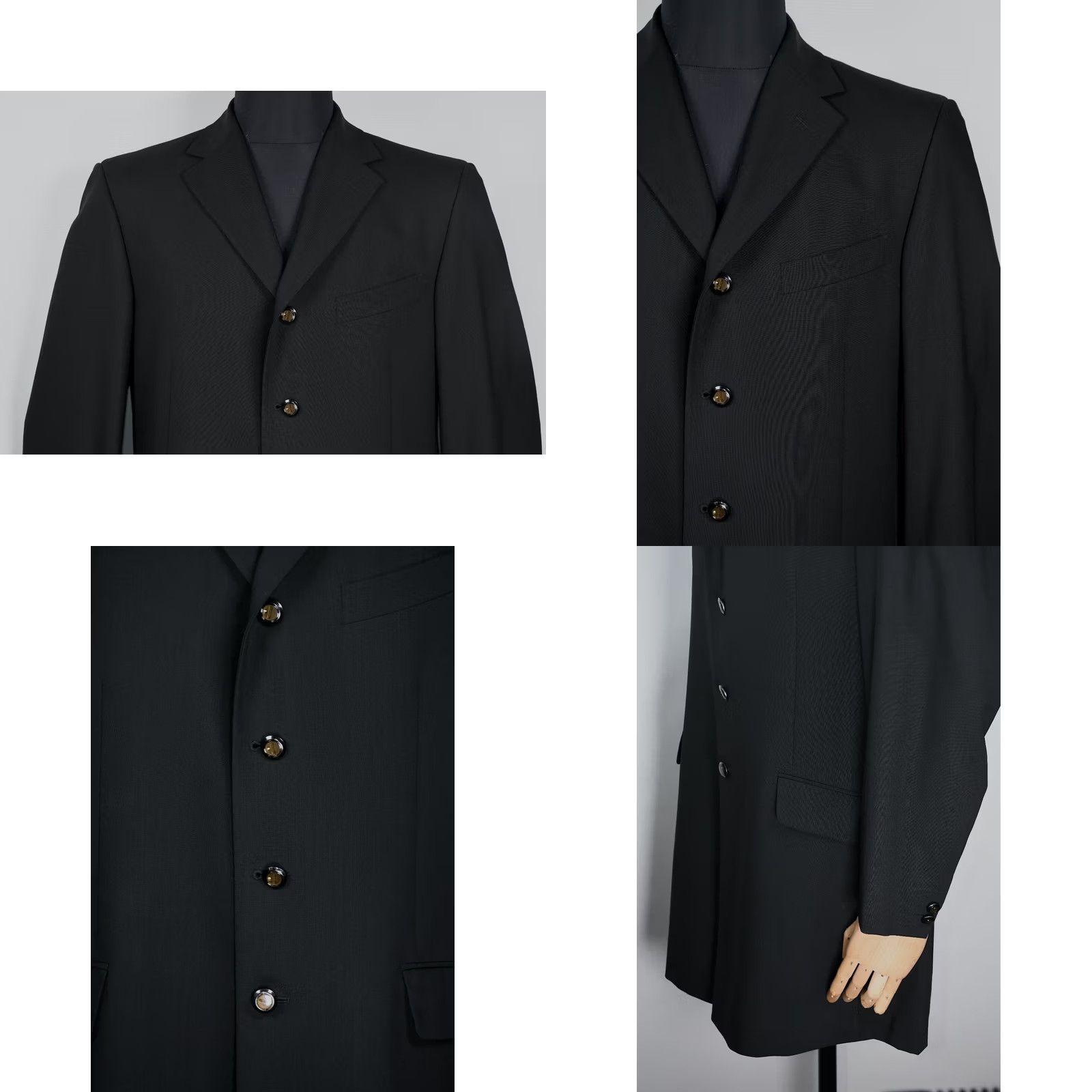 Pal Zileri PAL ZILIERI CEREMONIA REDA SUPER 100's Wool Long Jacket 52 Black Mens Blazer Vintage No Size 52R - 8 Thumbnail