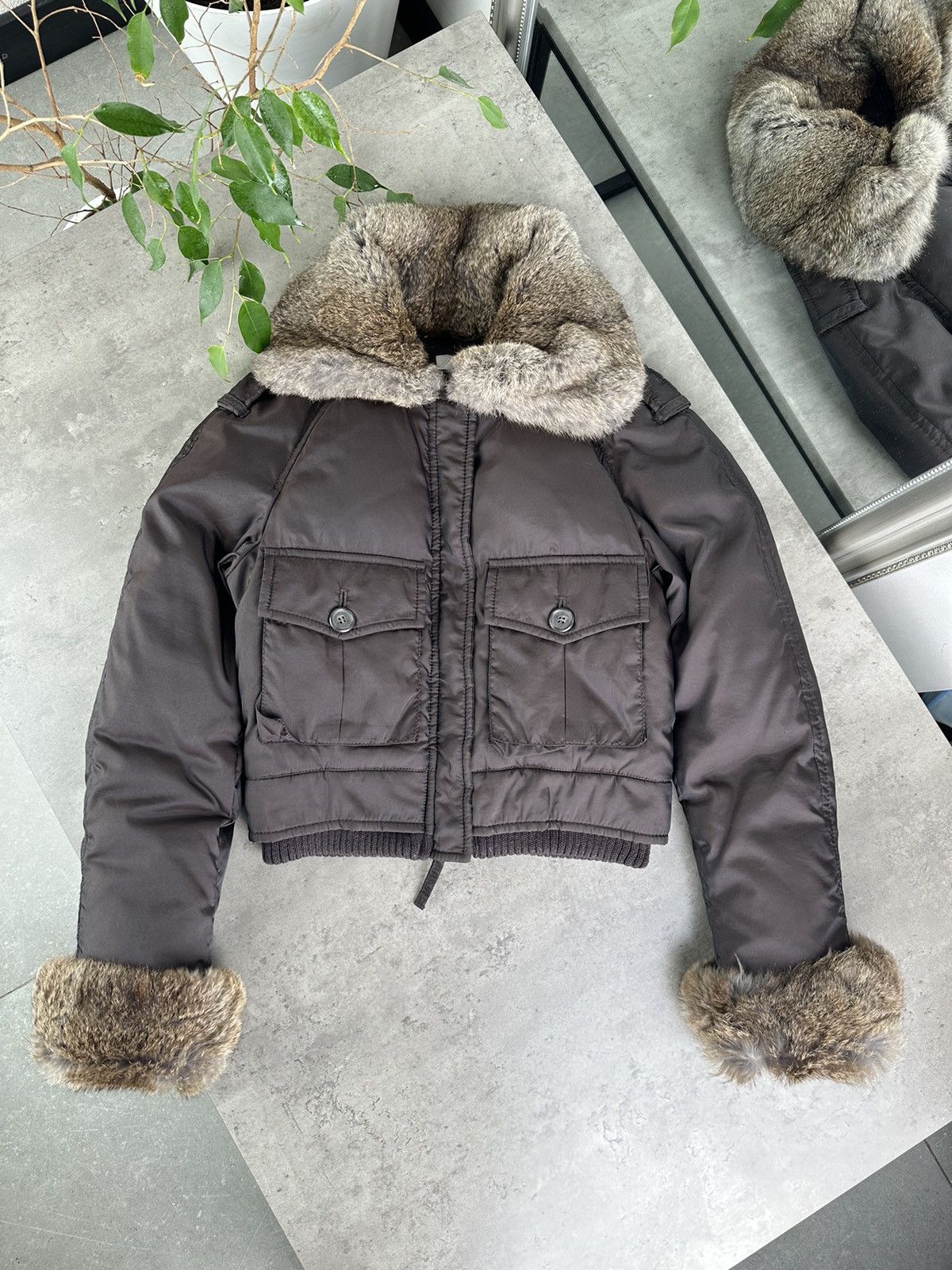 Vintage Down Jacket With Fur