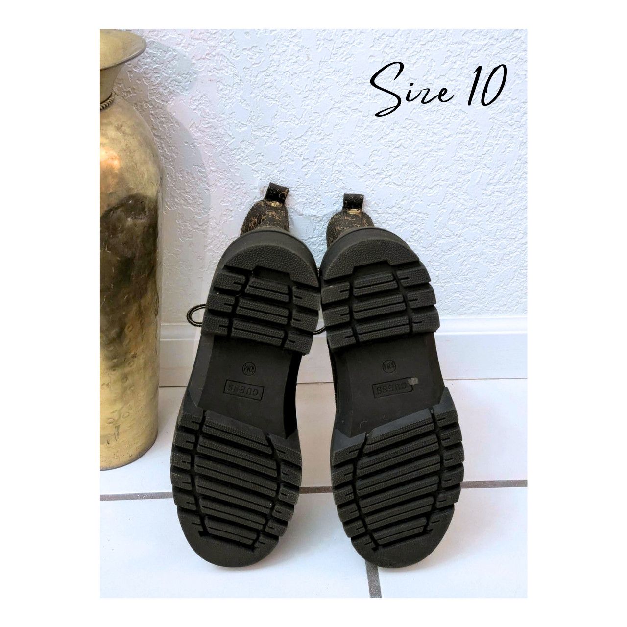 Guess GUESS "Ferina" Faux Leather Black & Gold Logo Combat Boots Size US 10 / IT 40 - 4 Thumbnail